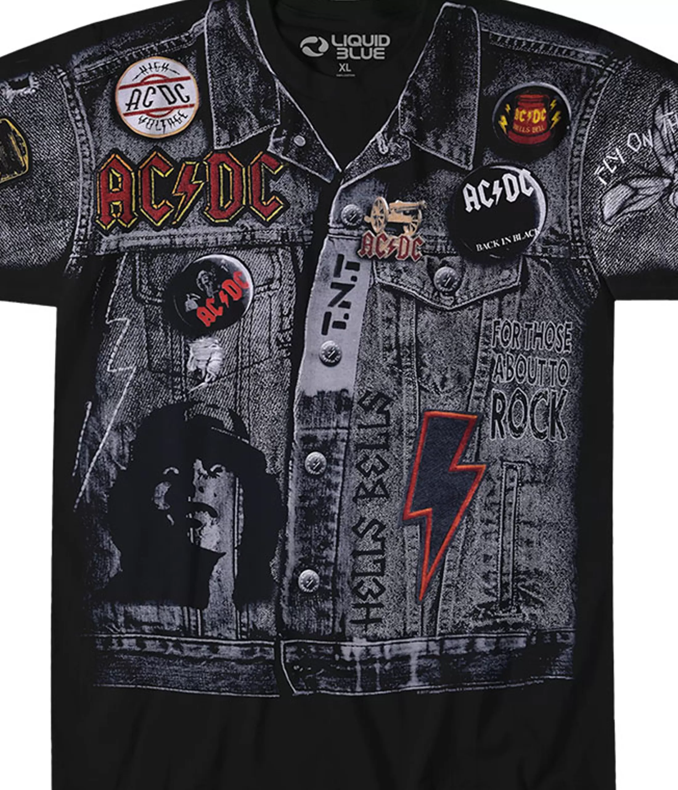 T-Shirt | Ac-Dc<Liquid Blue AC/DC Jacket Black T-Shirt