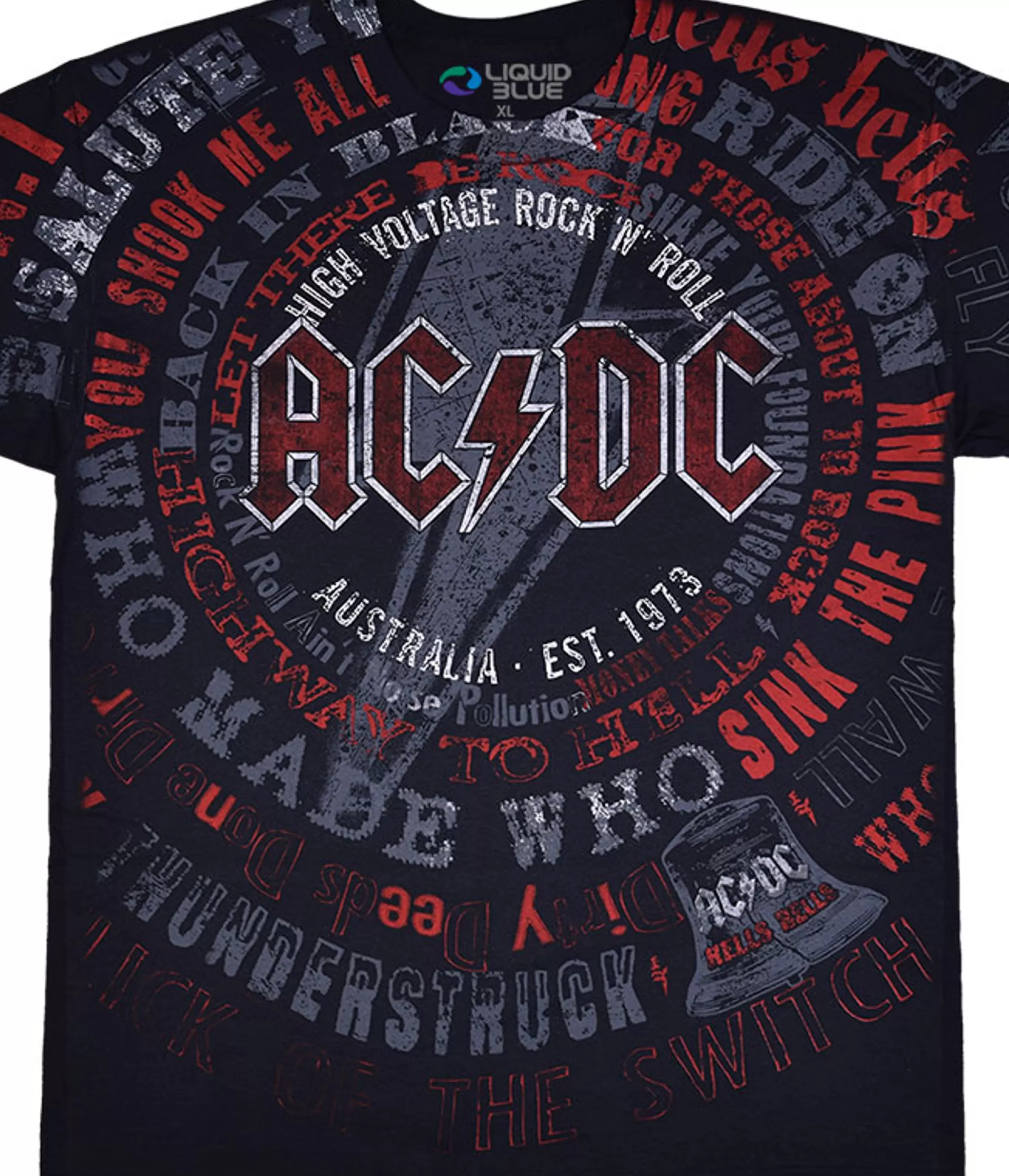 T-Shirt | Ac-Dc<Liquid Blue AC/DC Songs Black T-Shirt