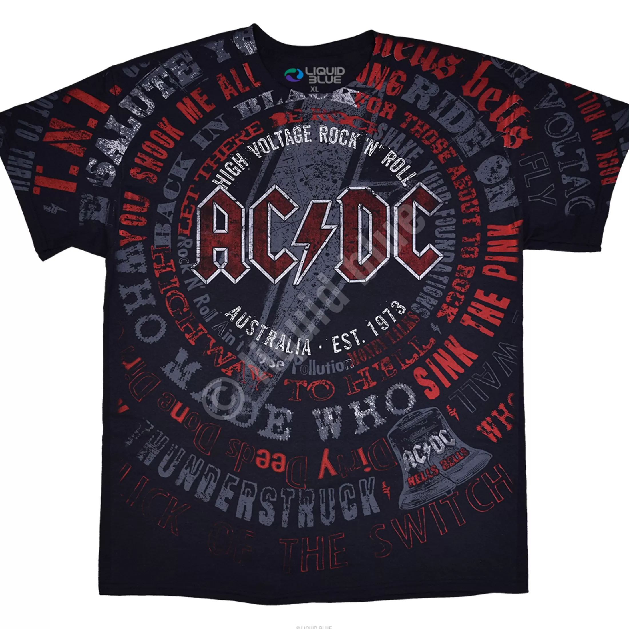 T-Shirt | Ac-Dc<Liquid Blue AC/DC Songs Black T-Shirt