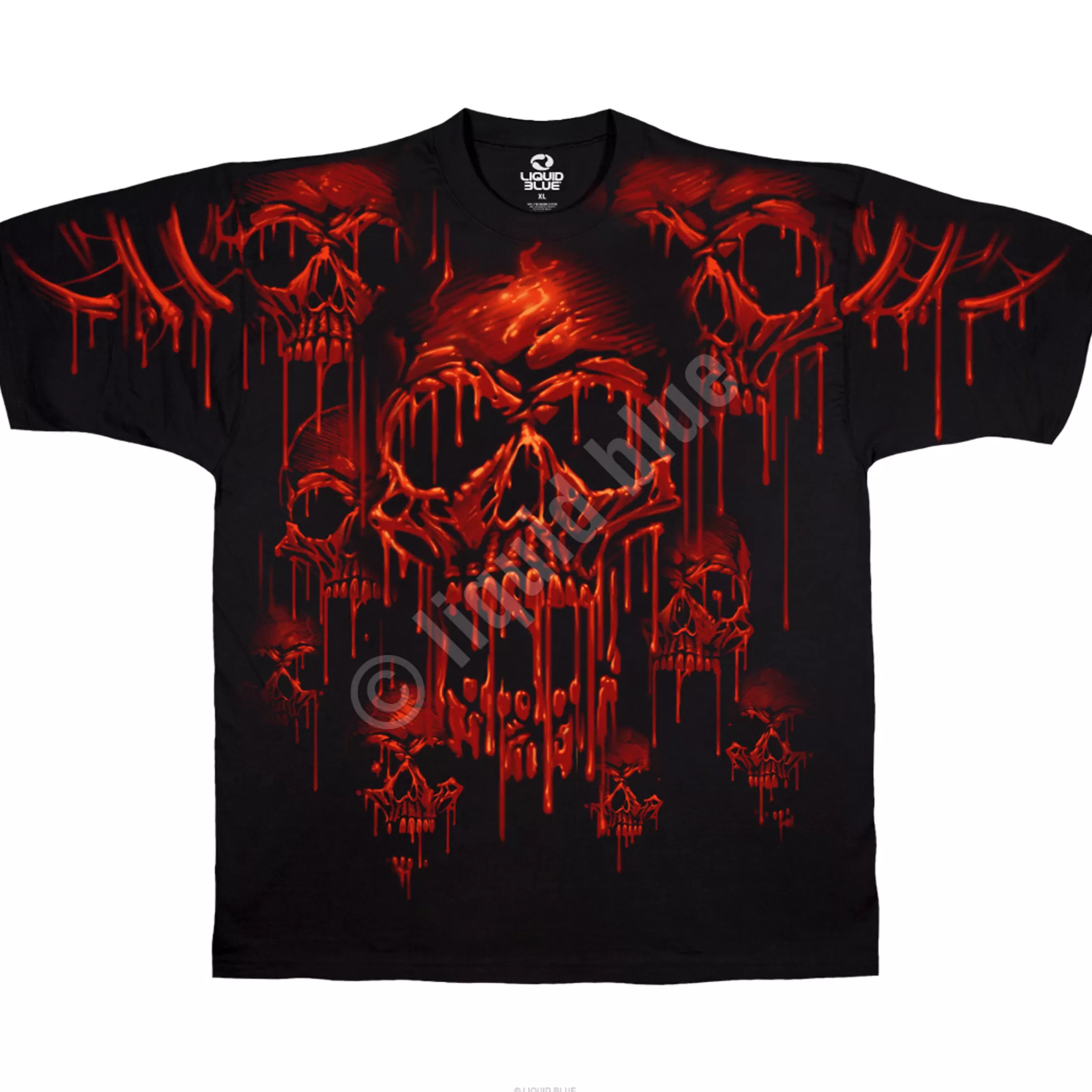 T-Shirt | Halloween<Liquid Blue Acid Rain Black T-Shirt