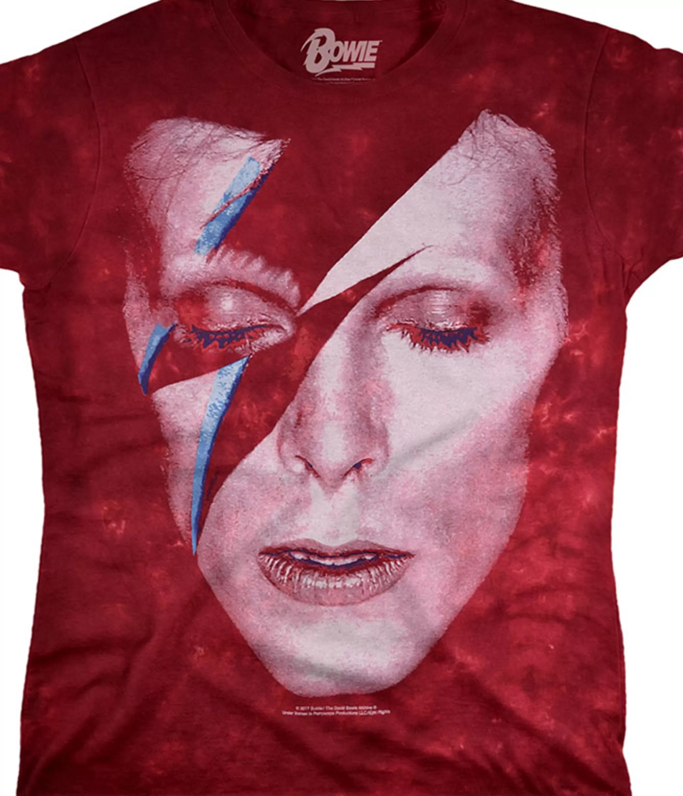 Womens Long Length | David Bowie<Liquid Blue Aladdin Sane Tie-Dye Womens Long Length T-Shirt