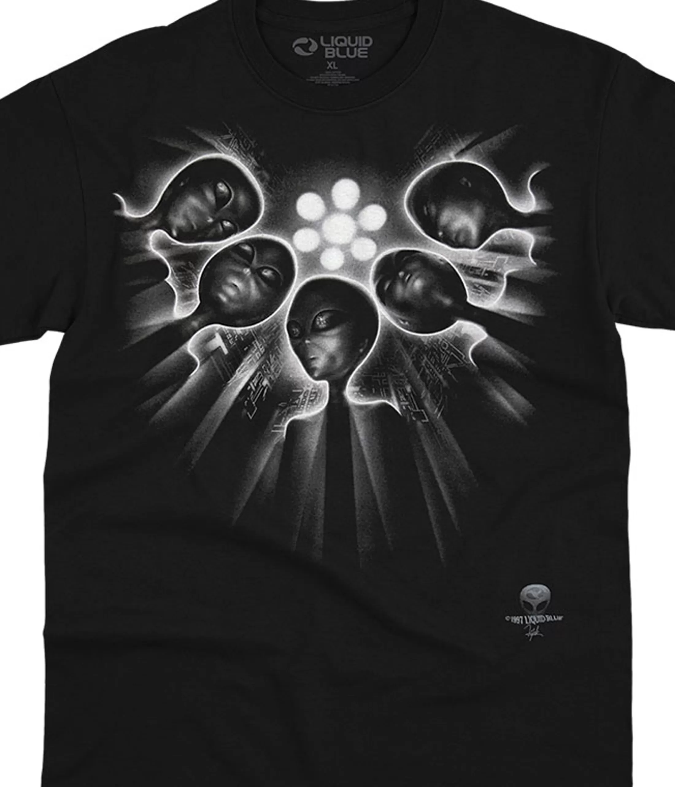 T-Shirt | Space<Liquid Blue Alien Abduction Black T-Shirt