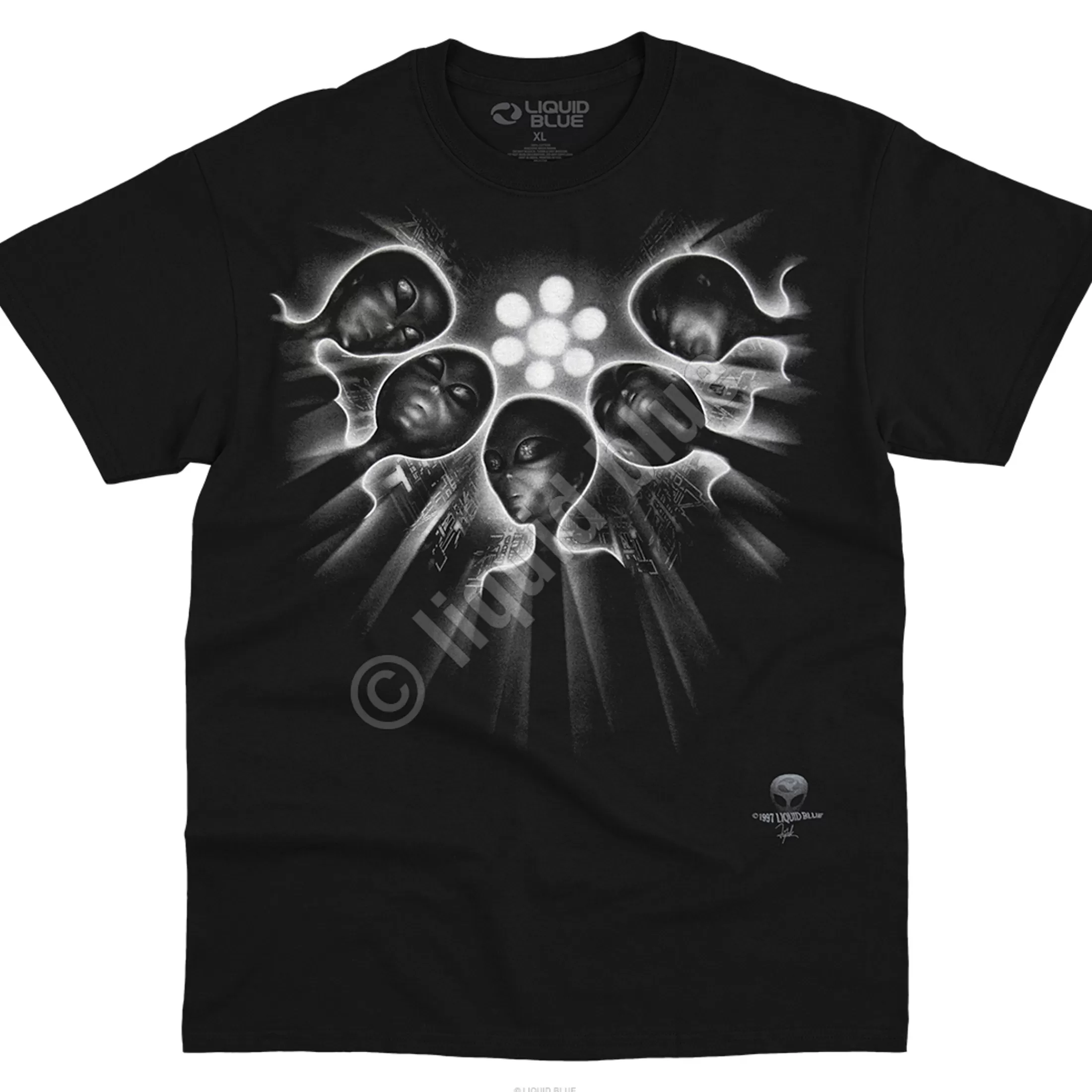 T-Shirt | Space<Liquid Blue Alien Abduction Black T-Shirt