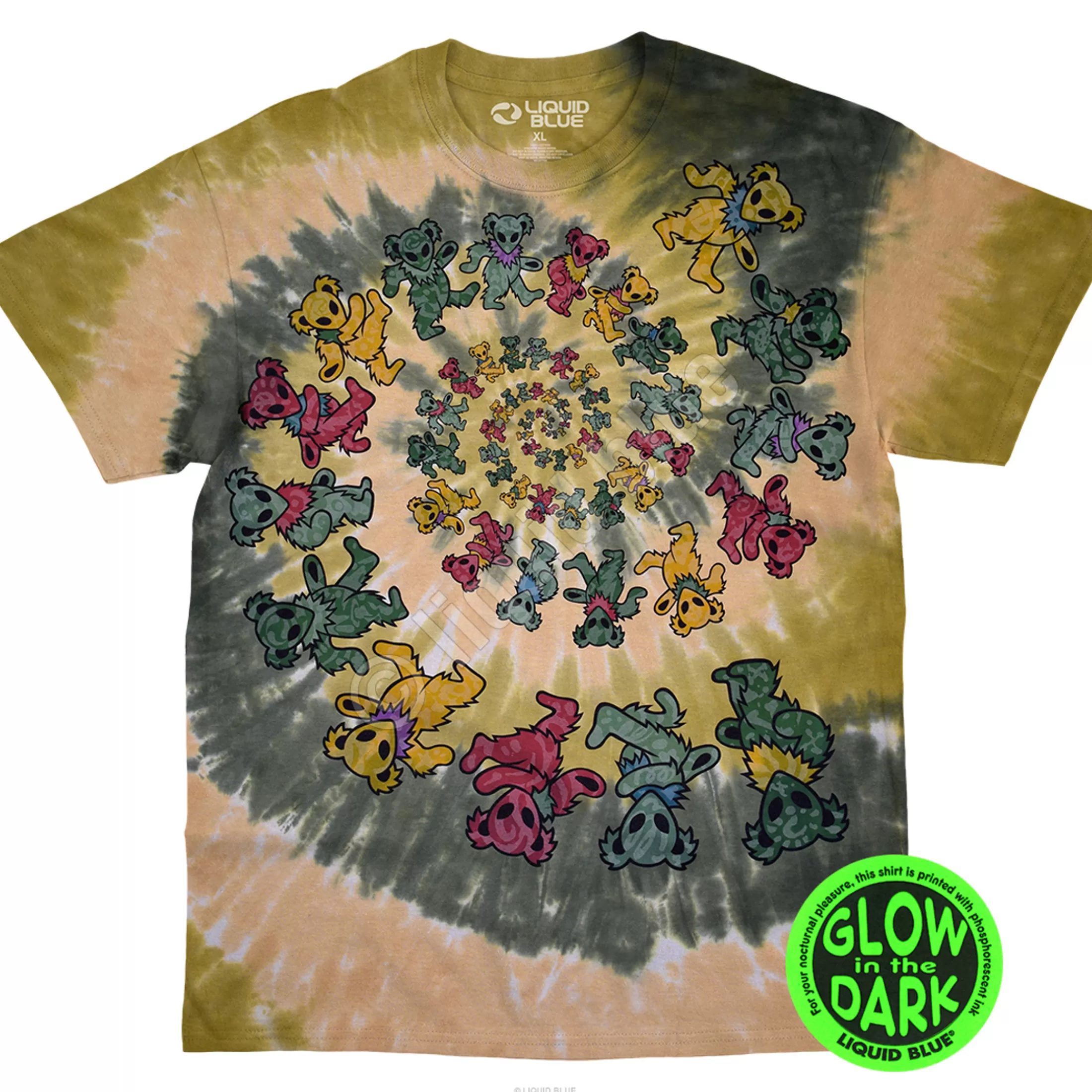 T-Shirt | Space<Liquid Blue Alien Spiral Bears Tie-Dye T-Shirt