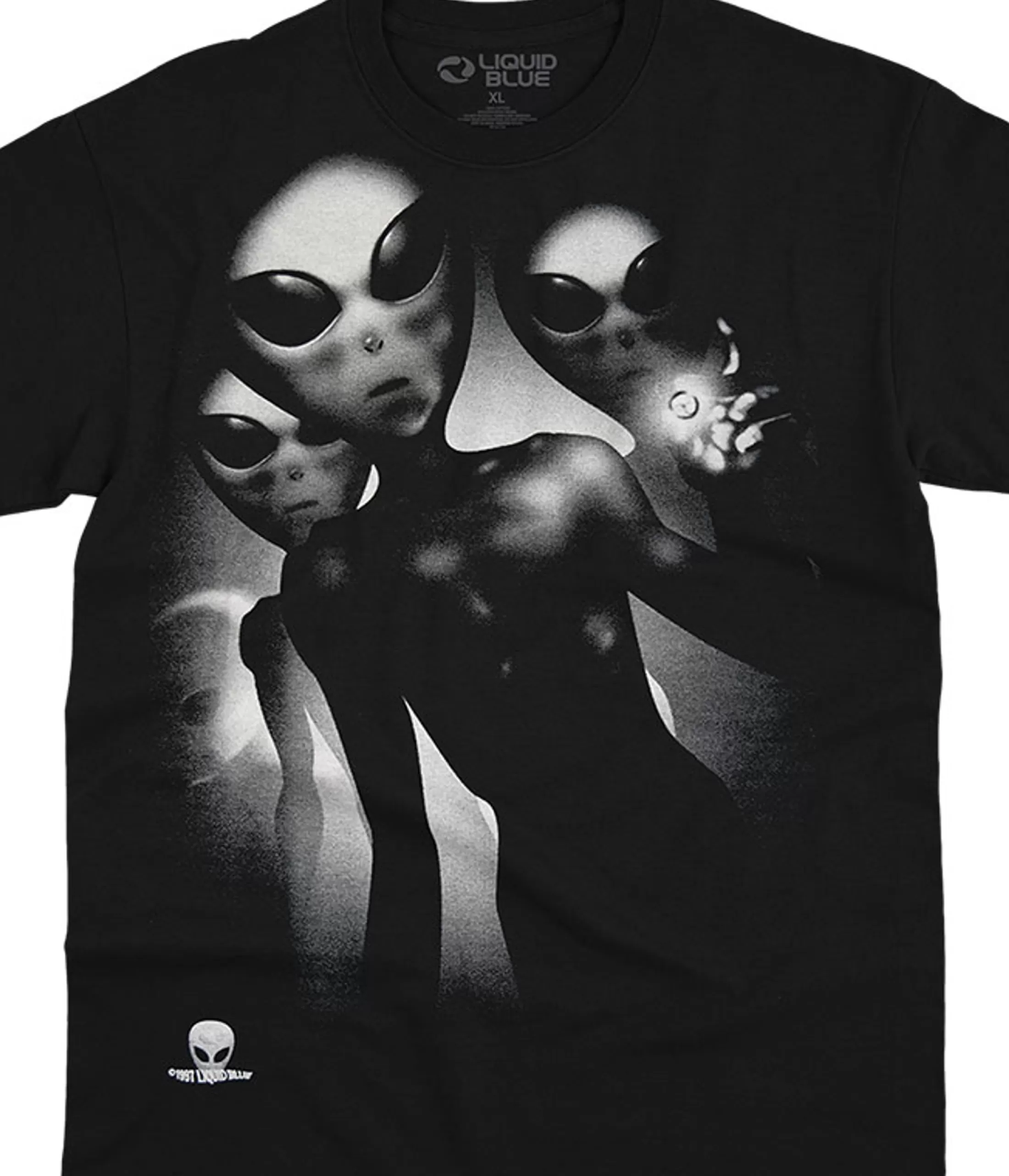 T-Shirt | Space<Liquid Blue Alien Visitors Black T-Shirt