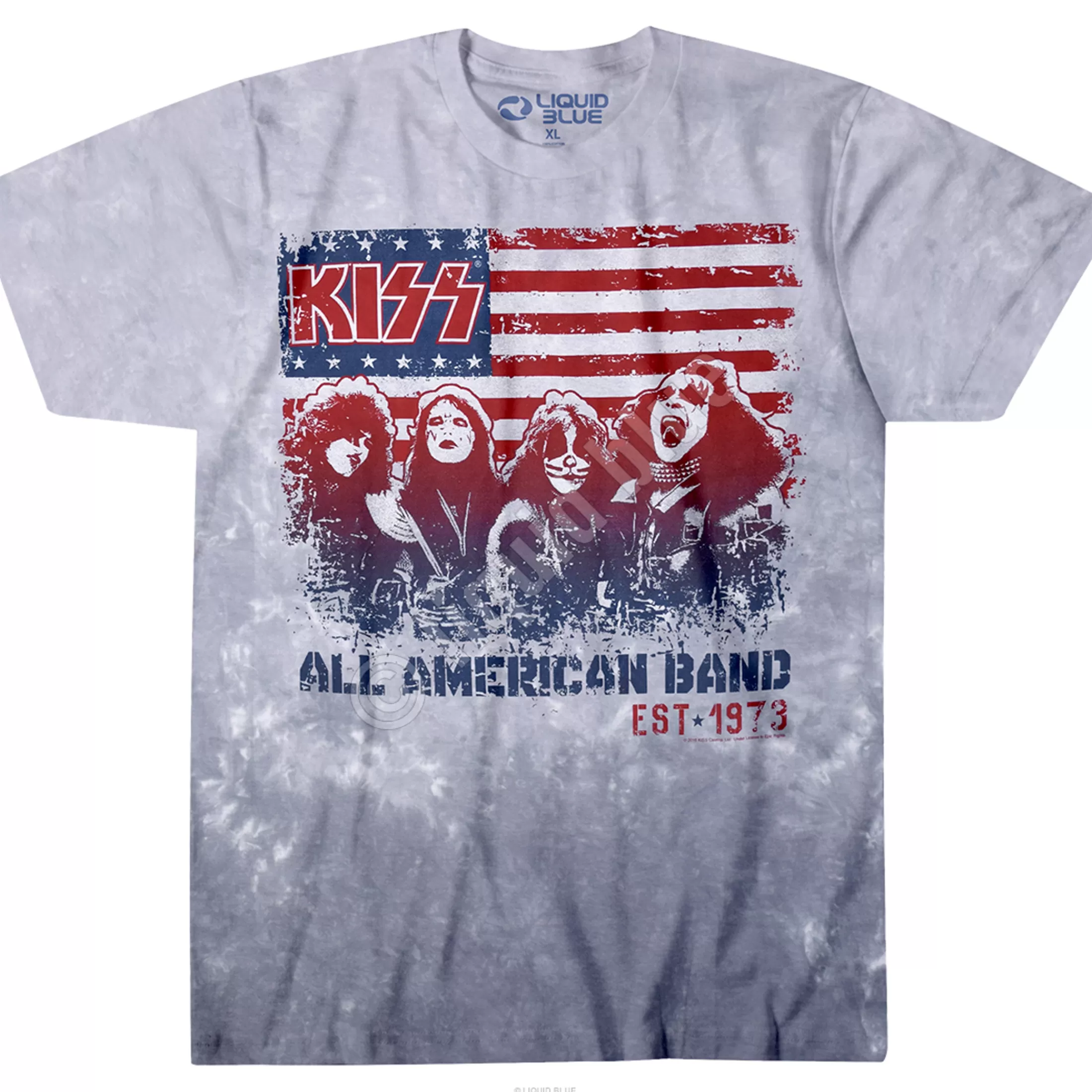 T-Shirt | Kiss<Liquid Blue All American Band Tie-Dye T-Shirt