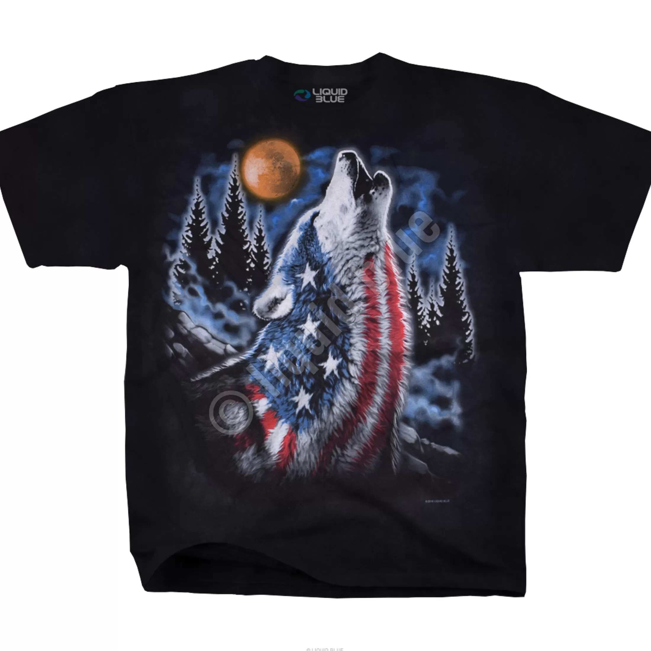 T-Shirt | American Wildlife<Liquid Blue American Howl Tie-Dye T-Shirt