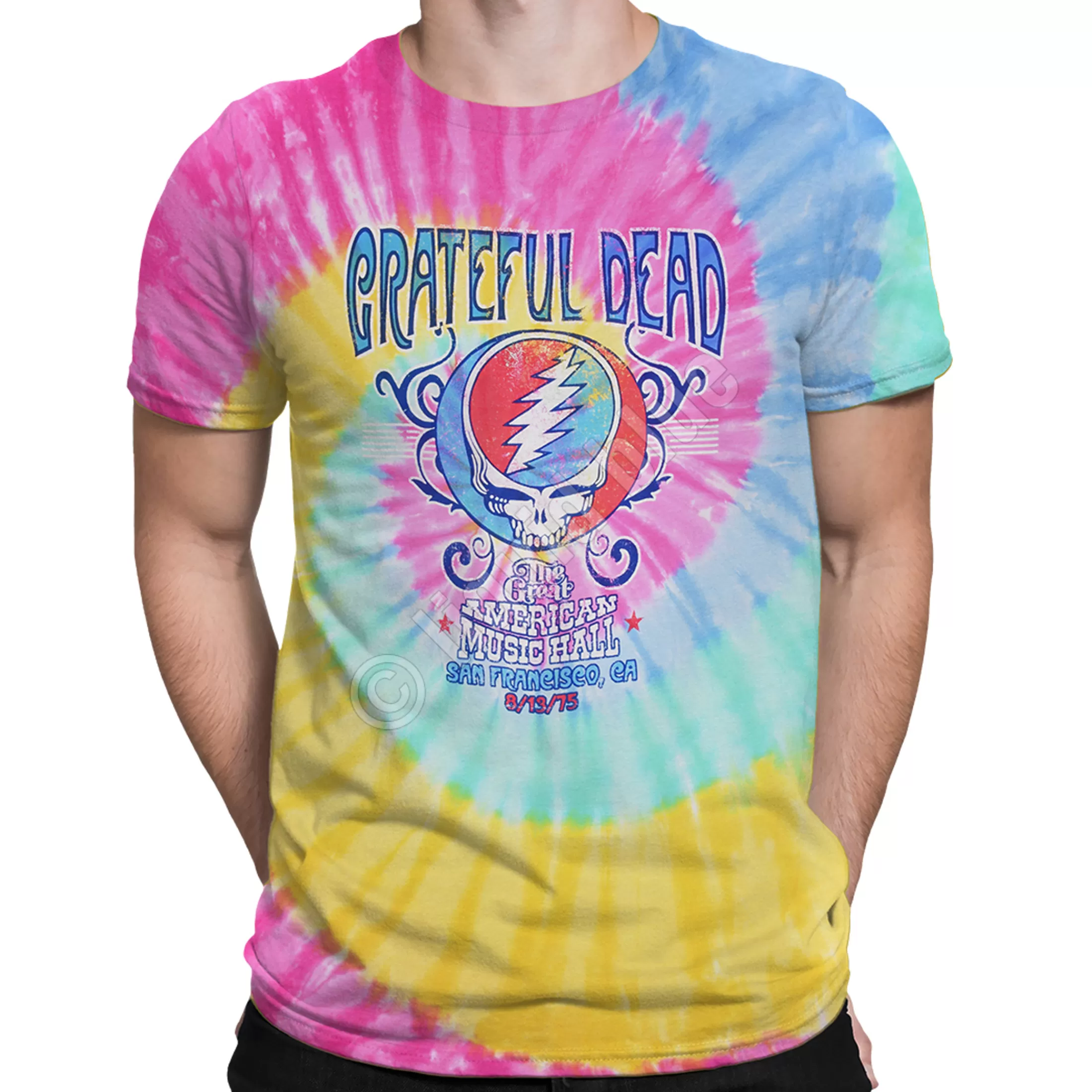 T-Shirt | Grateful Dead<Liquid Blue American Music Hall Spiral Tie-Dye T-Shirt