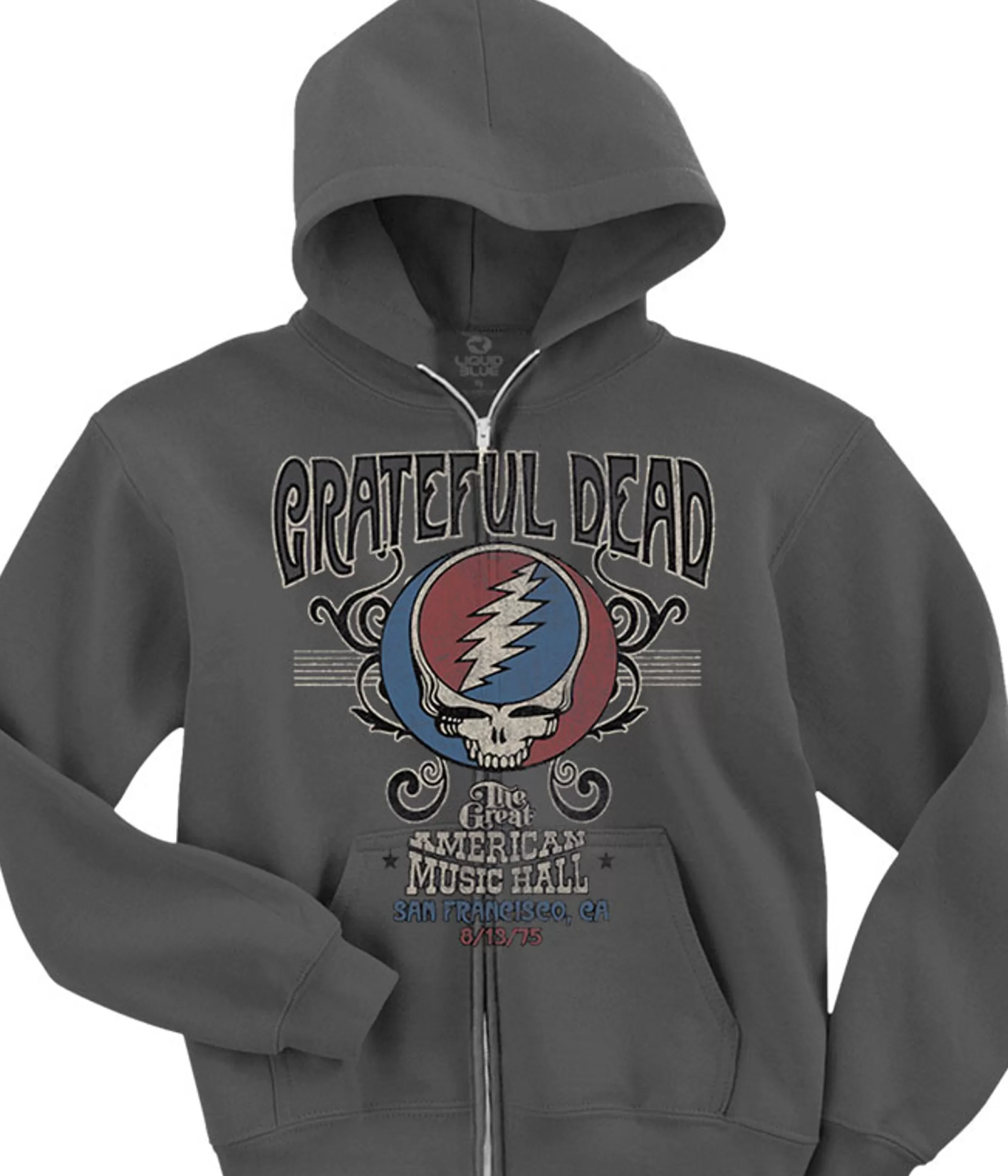 Hoodie | Grateful Dead<Liquid Blue American Music Hall Zipper Hoodie Grey