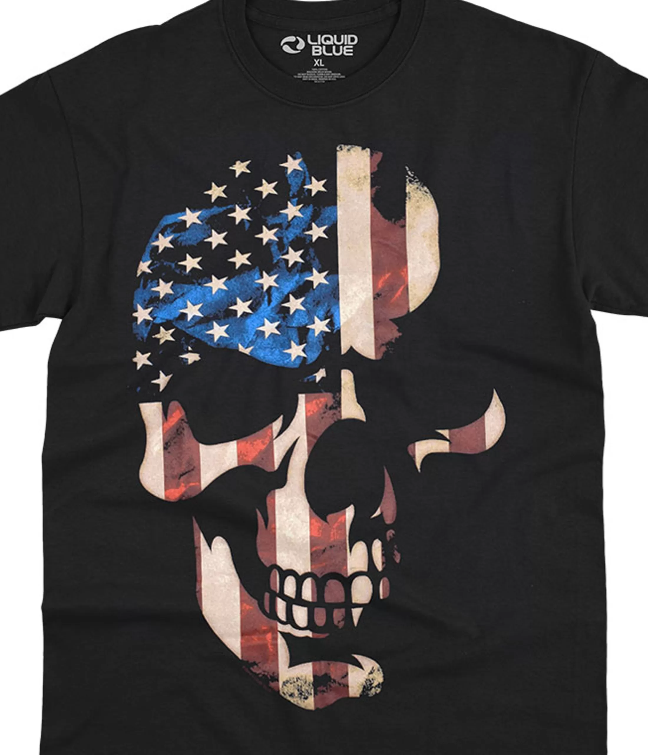 T-Shirt | Skulls<Liquid Blue American Skull Black T-Shirt