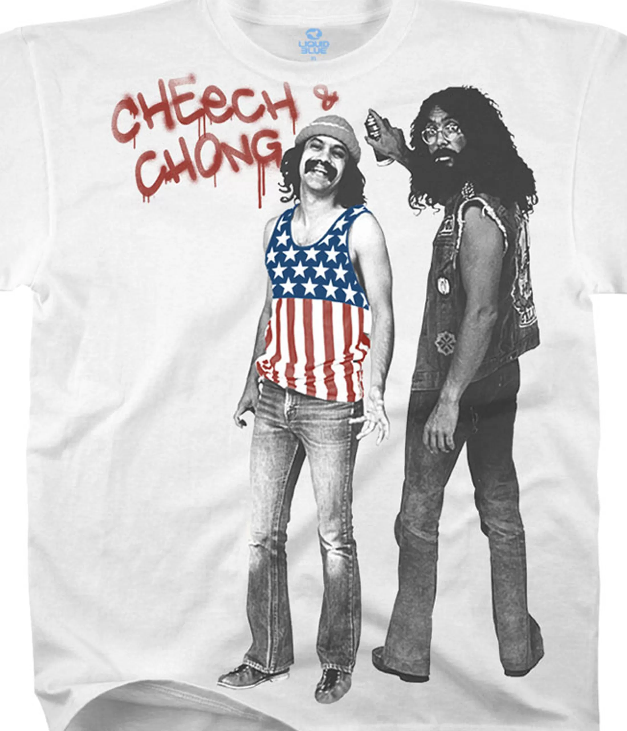 Athletic T-Shirt | Cheech And Chong<Liquid Blue American Stoners White Athletic T-Shirt