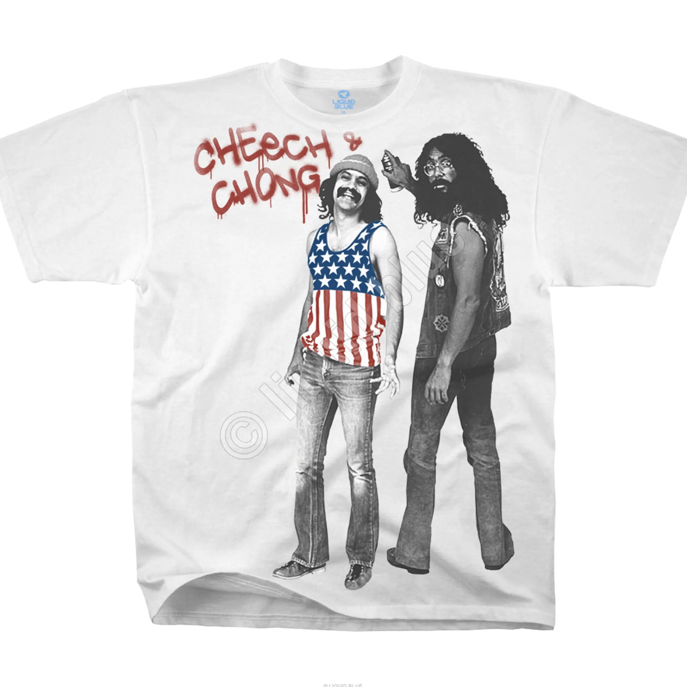 Athletic T-Shirt | Cheech And Chong<Liquid Blue American Stoners White Athletic T-Shirt