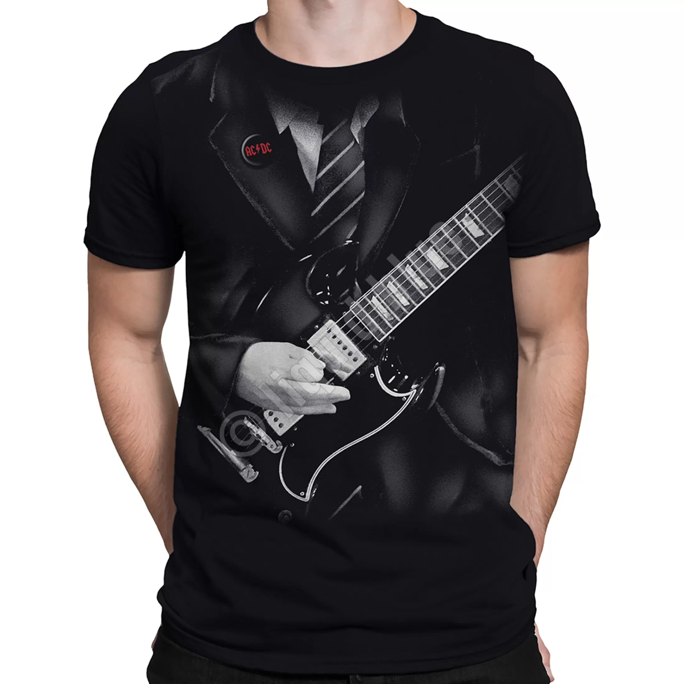 T-Shirt | Ac-Dc<Liquid Blue Angus Young Black T-Shirt