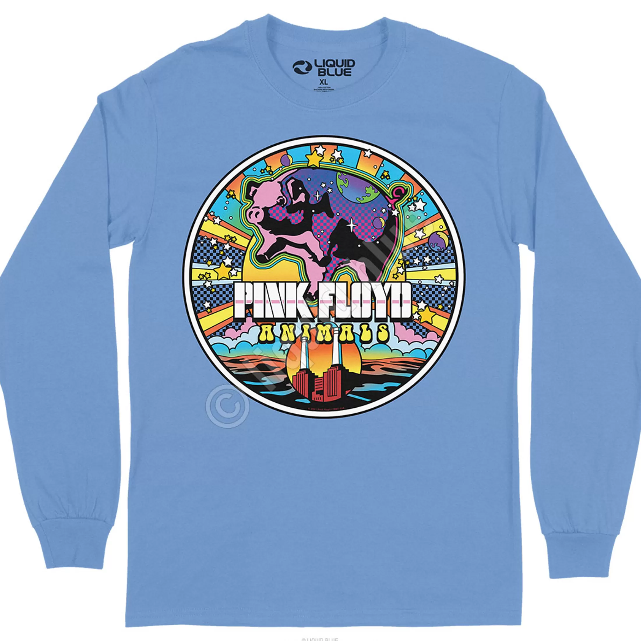 Long Sleeve | Pink Floyd<Liquid Blue Animals Mod Long Sleeve T-Shirt