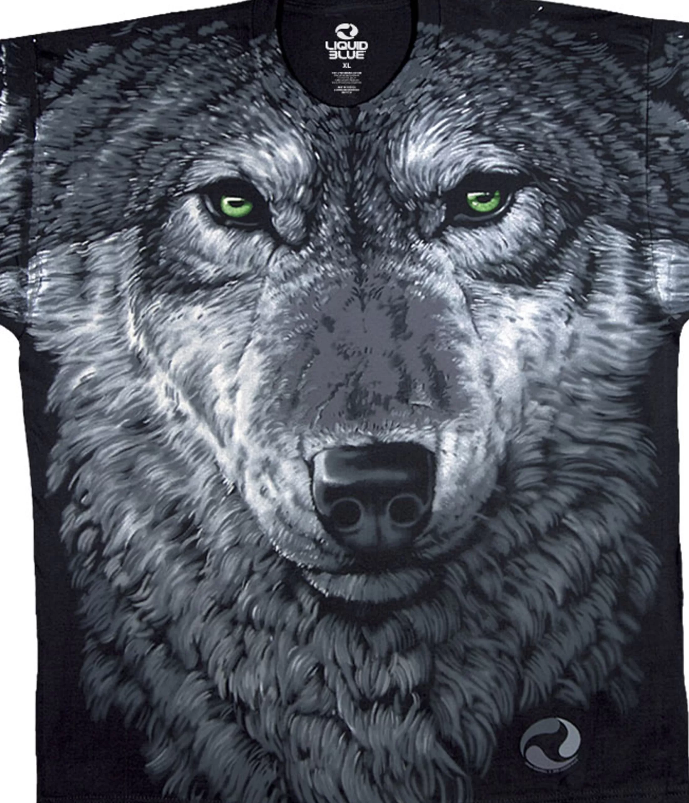 T-Shirt | American Wildlife<Liquid Blue Arctic Wolf Black T-Shirt