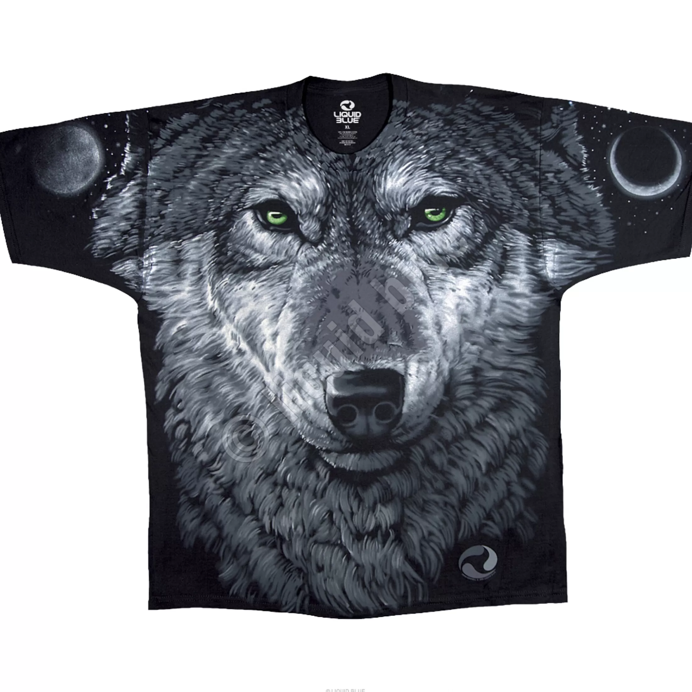 T-Shirt | American Wildlife<Liquid Blue Arctic Wolf Black T-Shirt