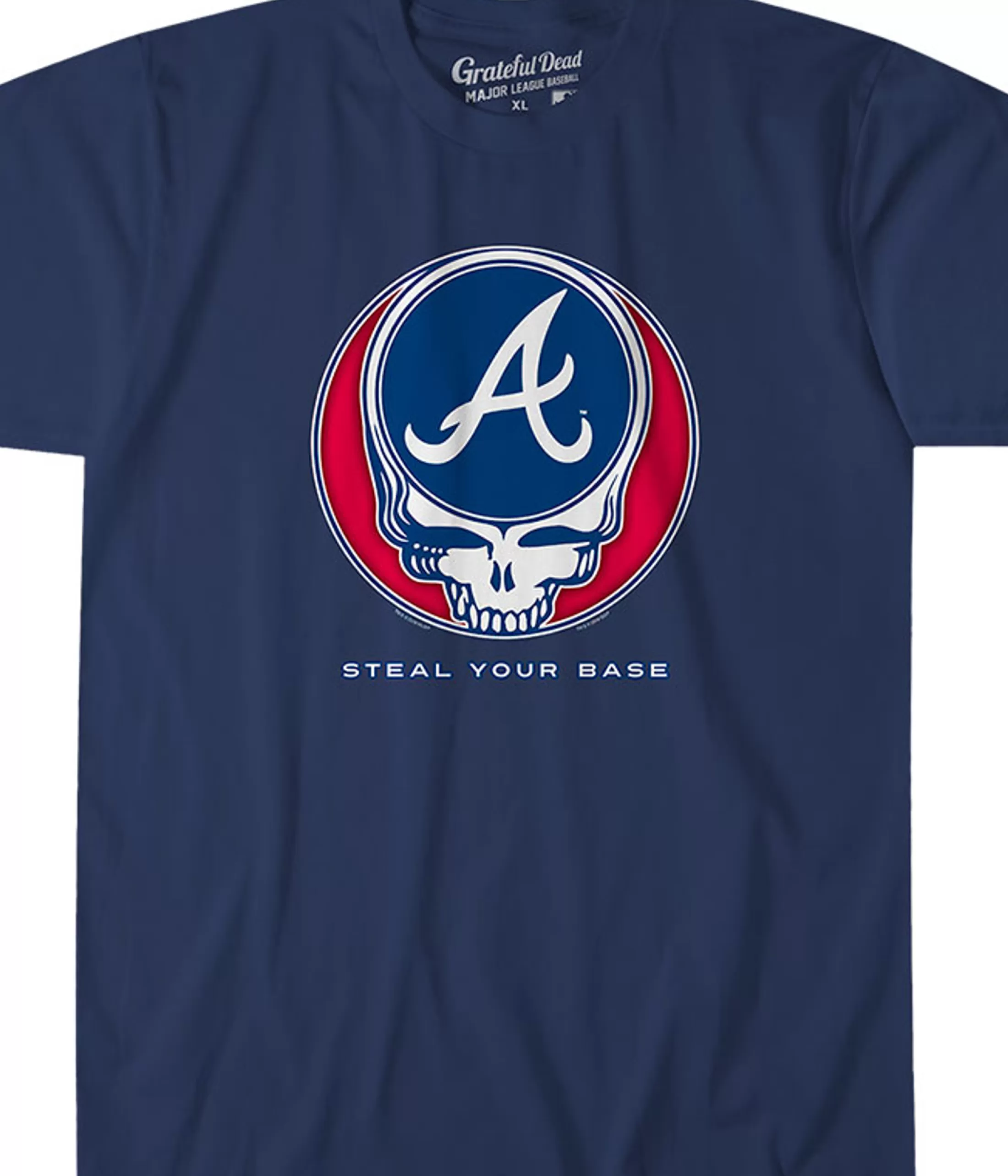 Athletic T-Shirt | Atlanta Braves<Liquid Blue Atlanta Braves Steal Your Base Navy Athletic T-Shirt