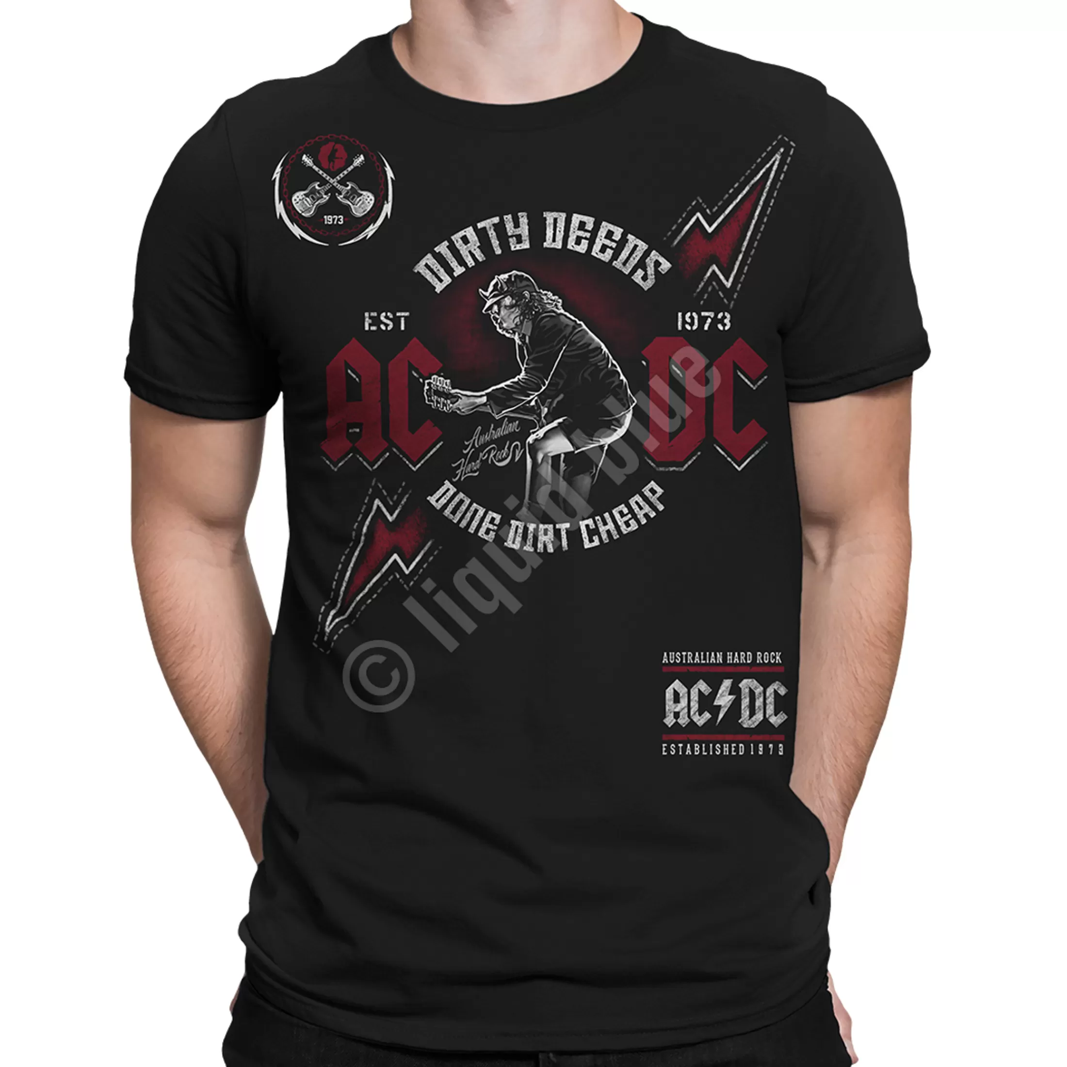 T-Shirt | Ac-Dc<Liquid Blue Australian Hard Rock Black T-Shirt