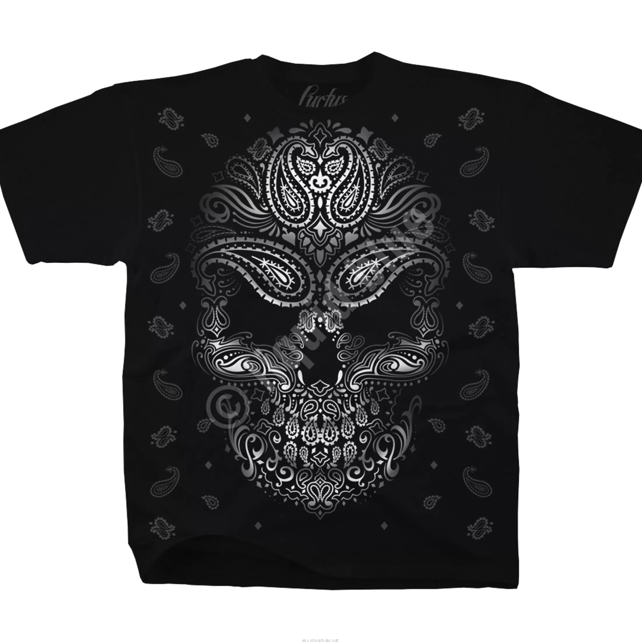 T-Shirt | Luctus<Liquid Blue Bandana Skull Black T-Shirt