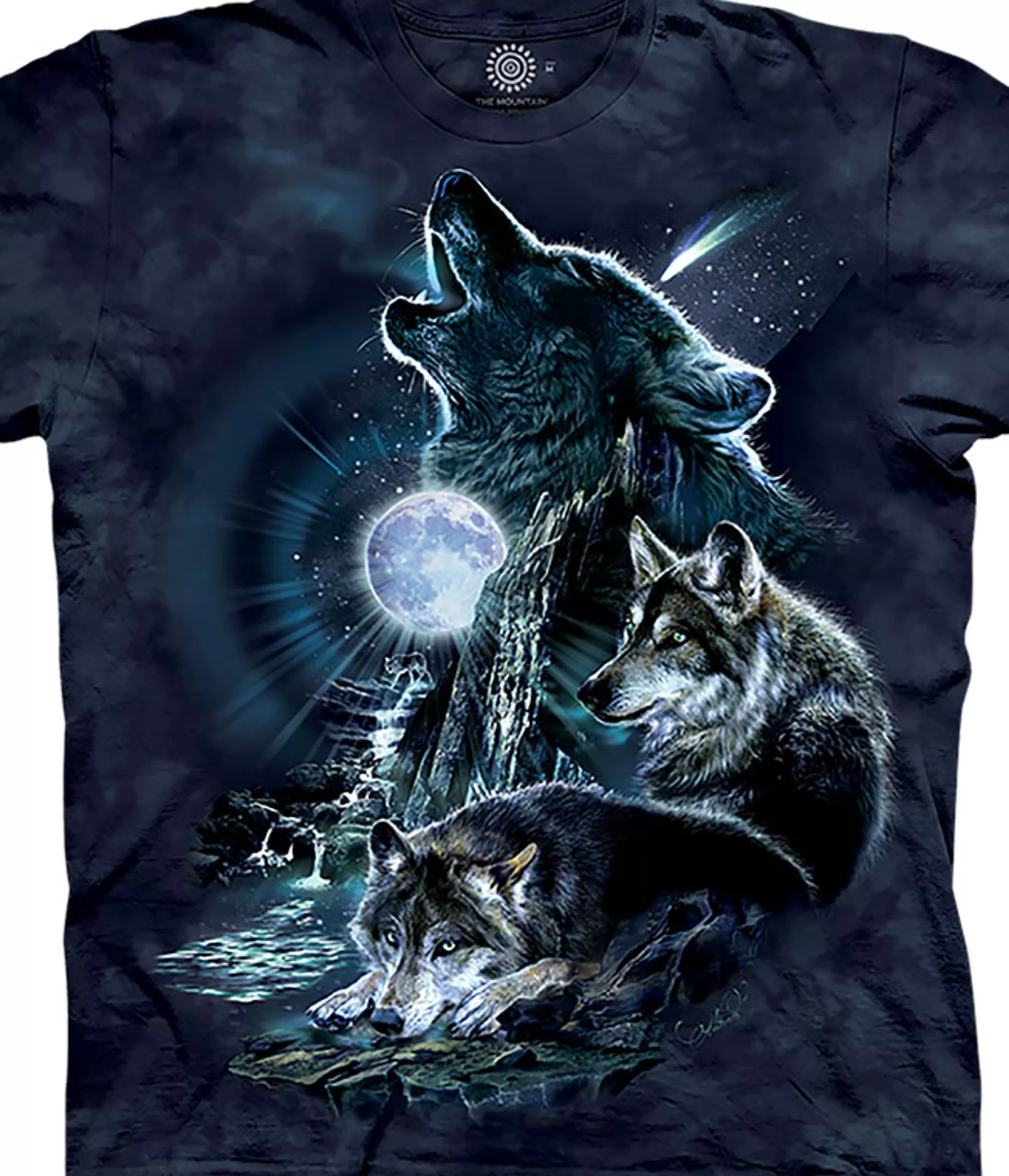 T-Shirt | Wolf Shirt Collection<Liquid Blue Bark At The Moon Classic Cotton T-Shirt