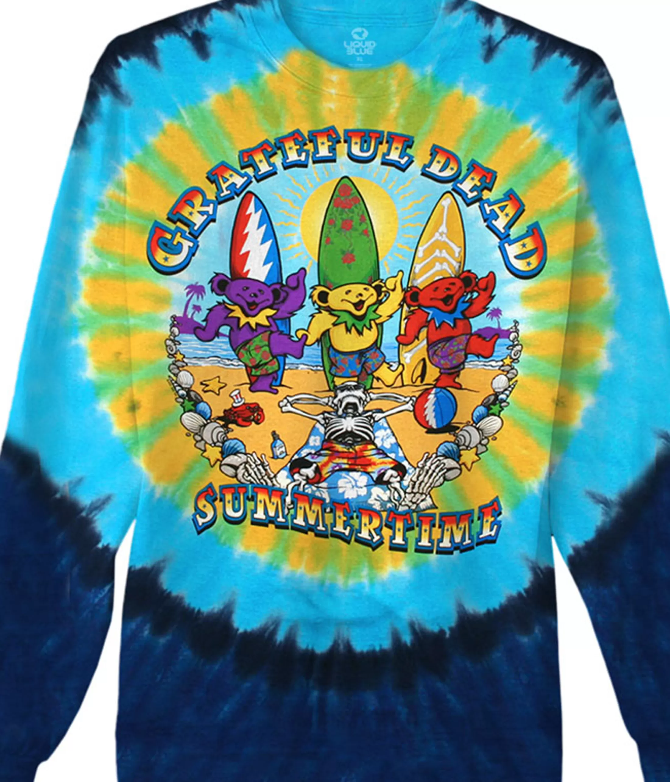 Long Sleeve | Grateful Dead<Liquid Blue Beach Bear Bingo Tie-Dye Long Sleeve T-Shirt