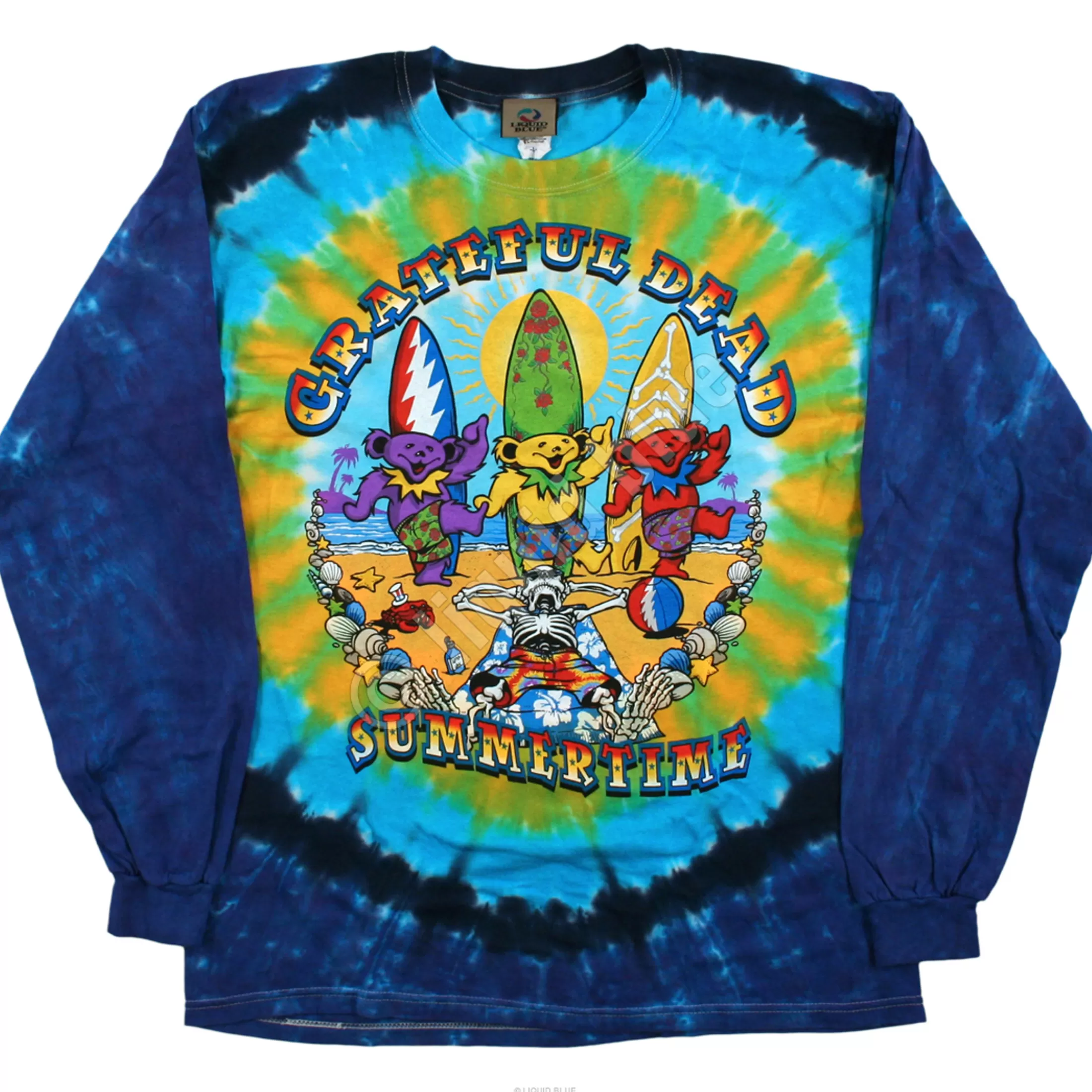 Long Sleeve | Grateful Dead<Liquid Blue Beach Bear Bingo Tie-Dye Long Sleeve T-Shirt