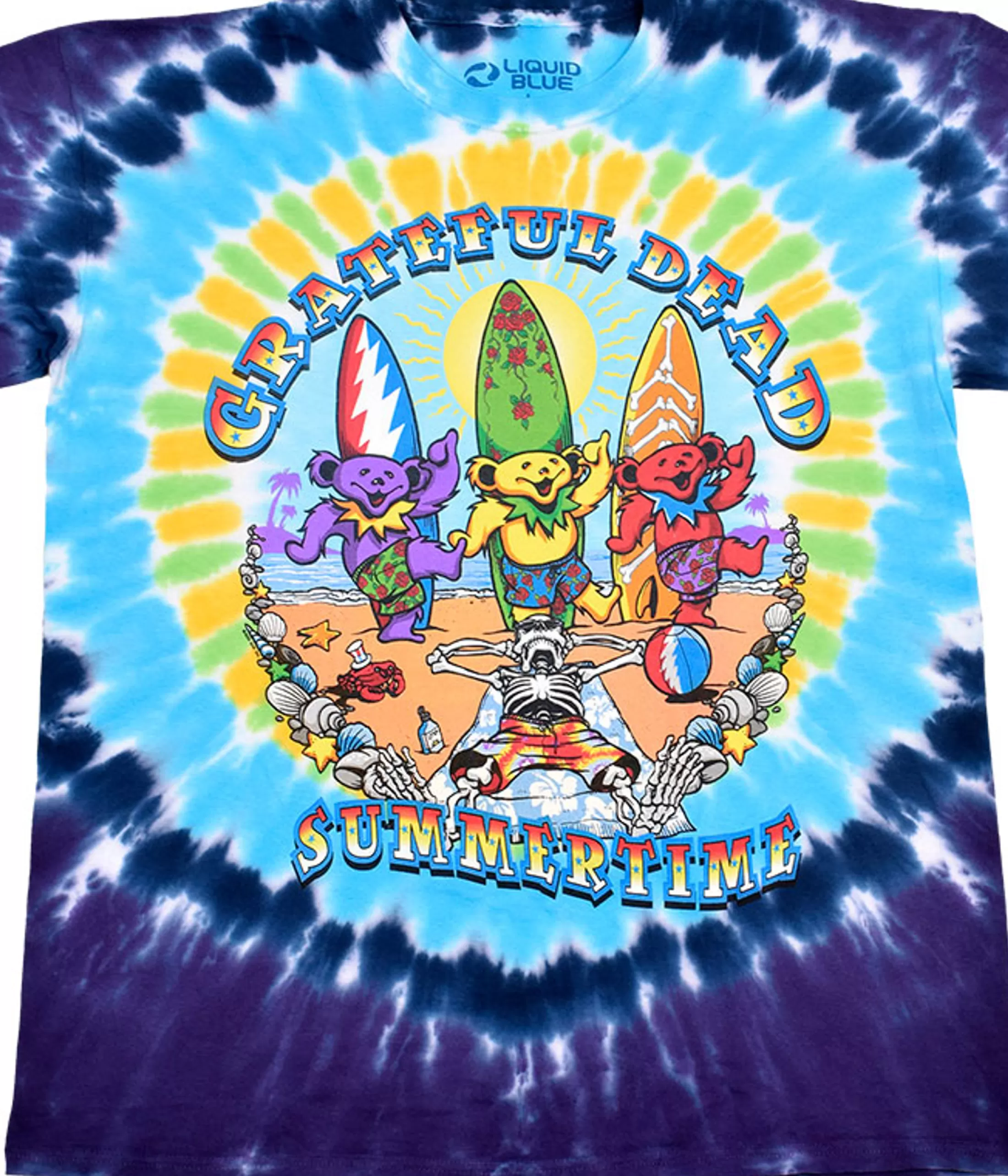 T-Shirt | Grateful Dead<Liquid Blue Beach Bear Bingo Tie-Dye T-Shirt