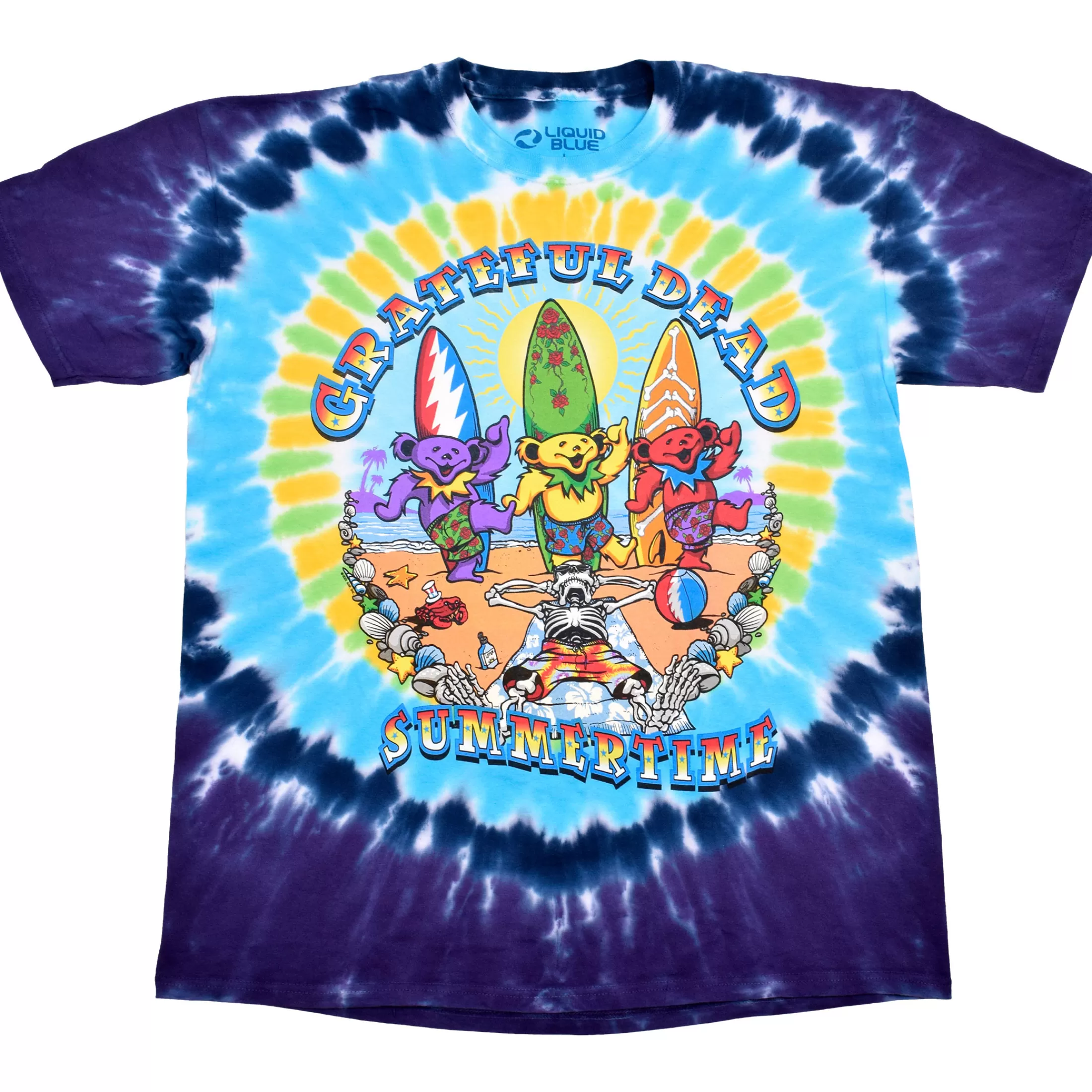 T-Shirt | Grateful Dead<Liquid Blue Beach Bear Bingo Tie-Dye T-Shirt