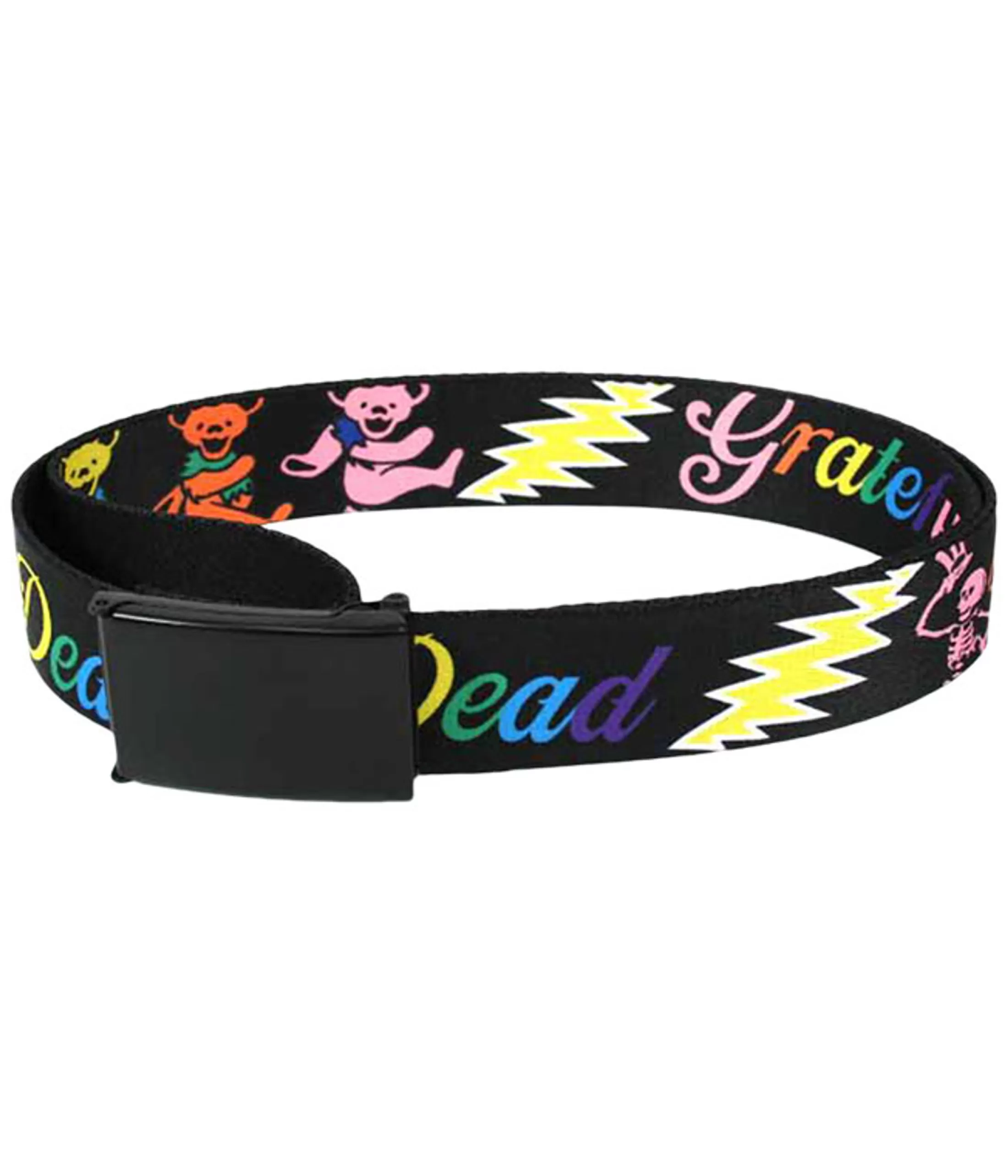 Belts | Grateful Dead<Liquid Blue Bear Bolt Adjustable Web Belt Black