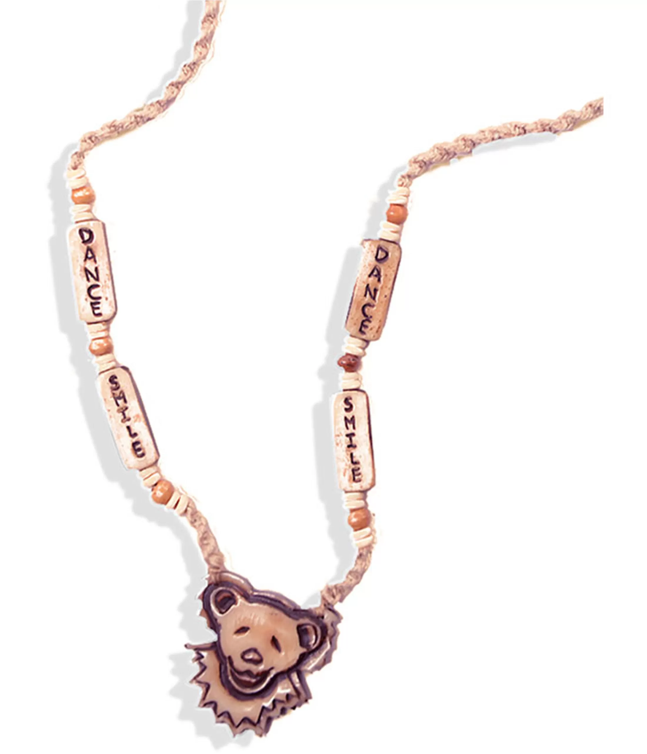 Jewelry | Grateful Dead<Liquid Blue Bear Face and Smile Dance Bone Bead Hemp Necklace