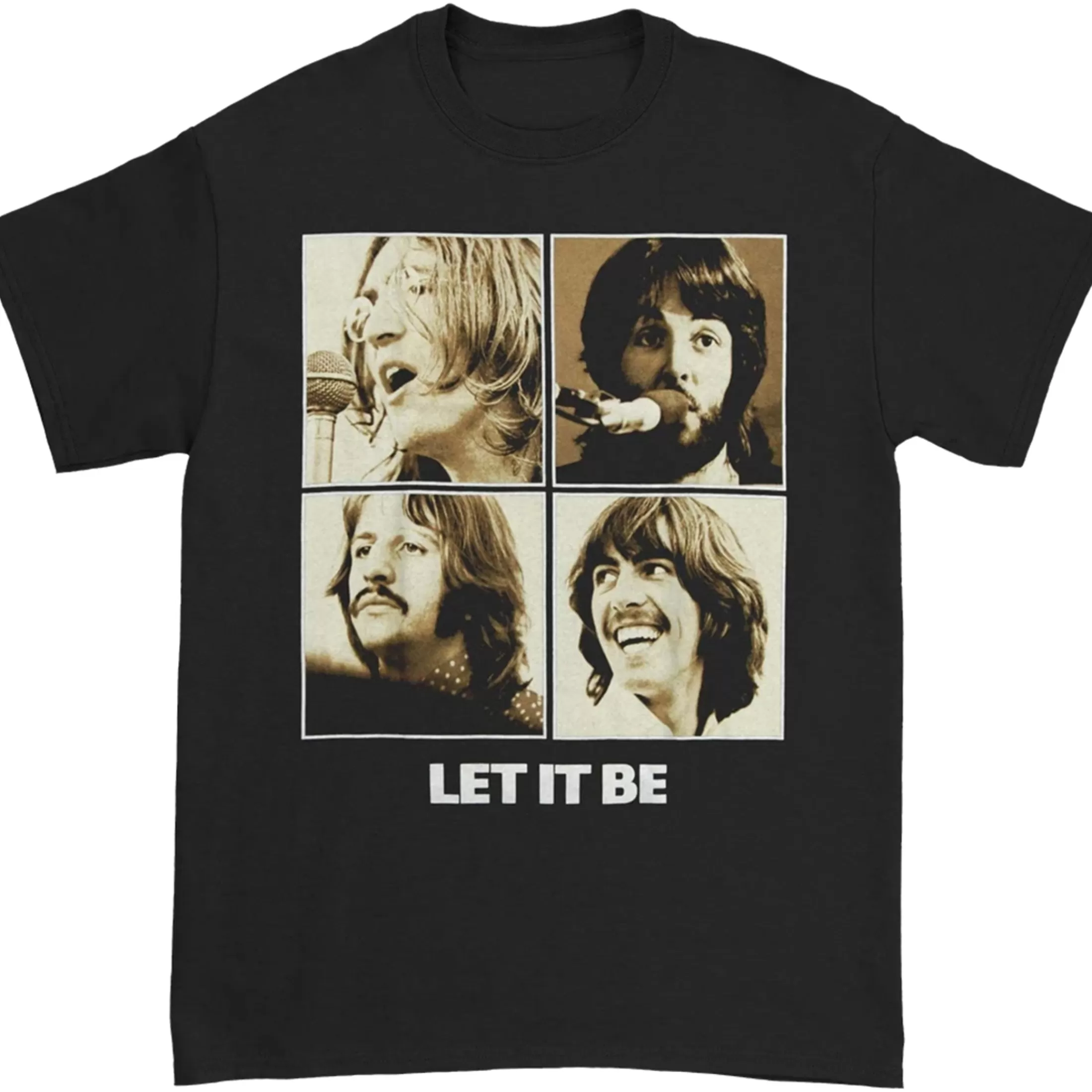 T-Shirt | Beatles<Liquid Blue Beatles Let It Be Black T-Shirt