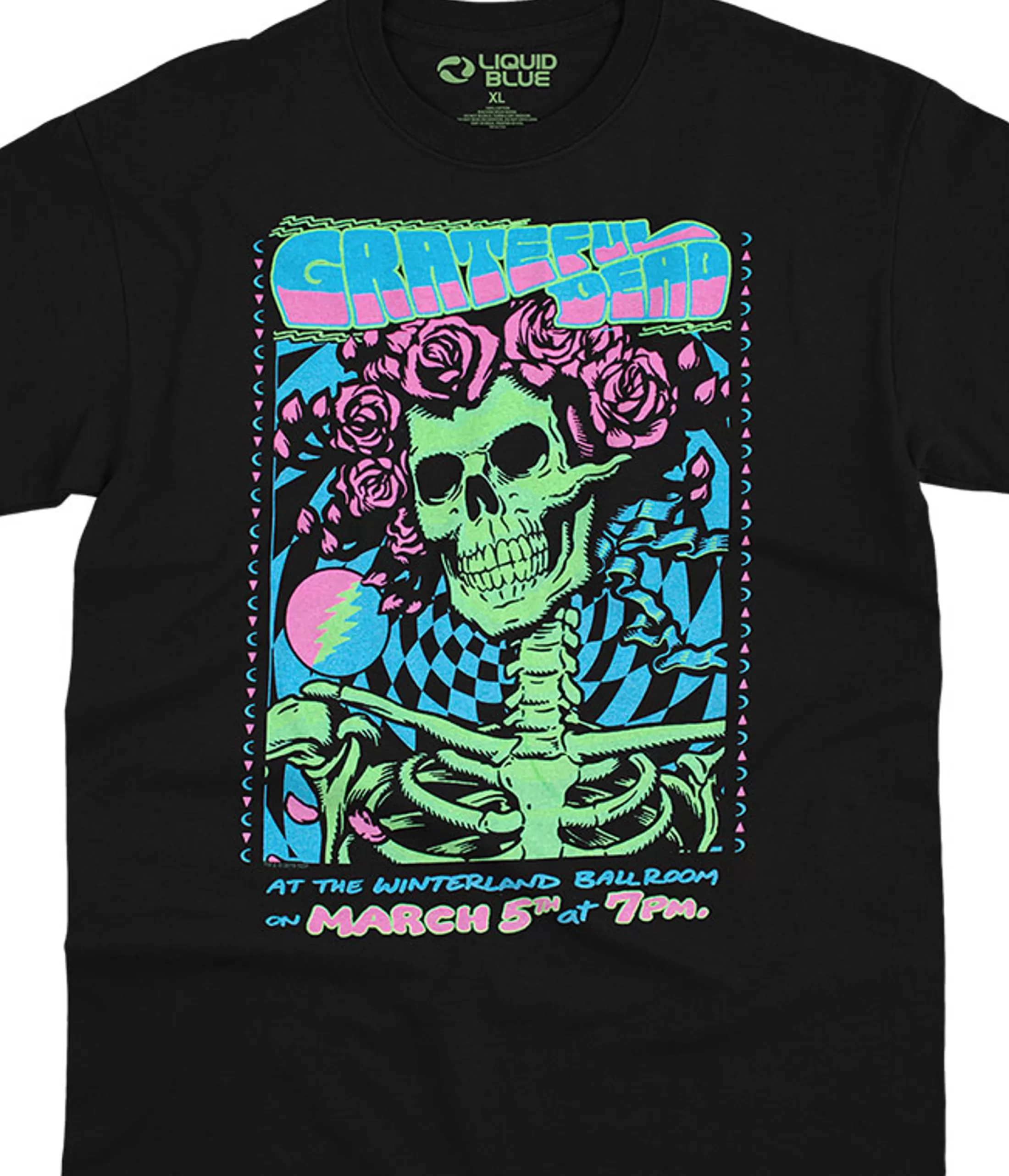 T-Shirt | Blacklight<Liquid Blue Bertha Blacklight Black T-Shirt