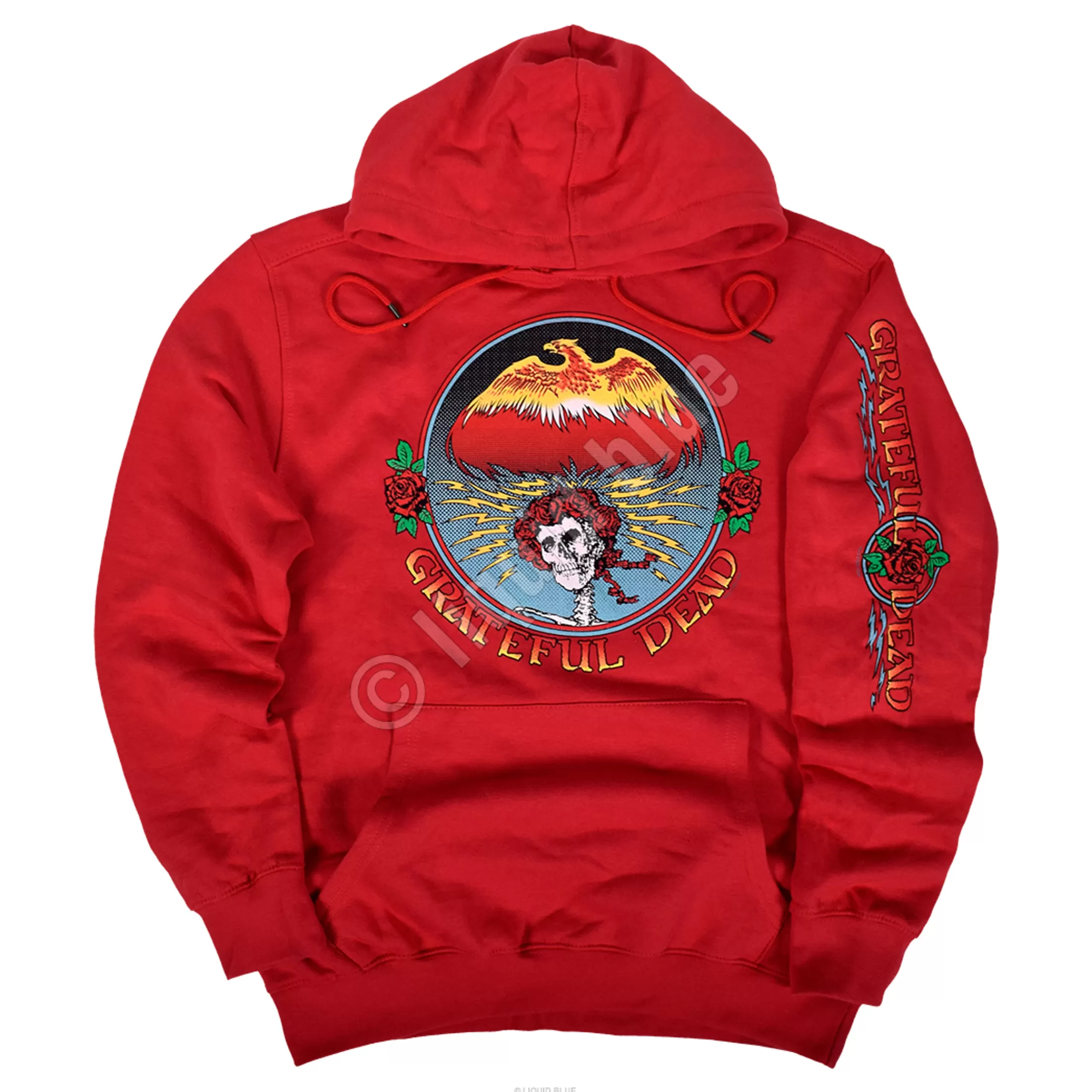 Hoodie | Grateful Dead<Liquid Blue Bertha Eagle Red Sleeve Printed Hoodie