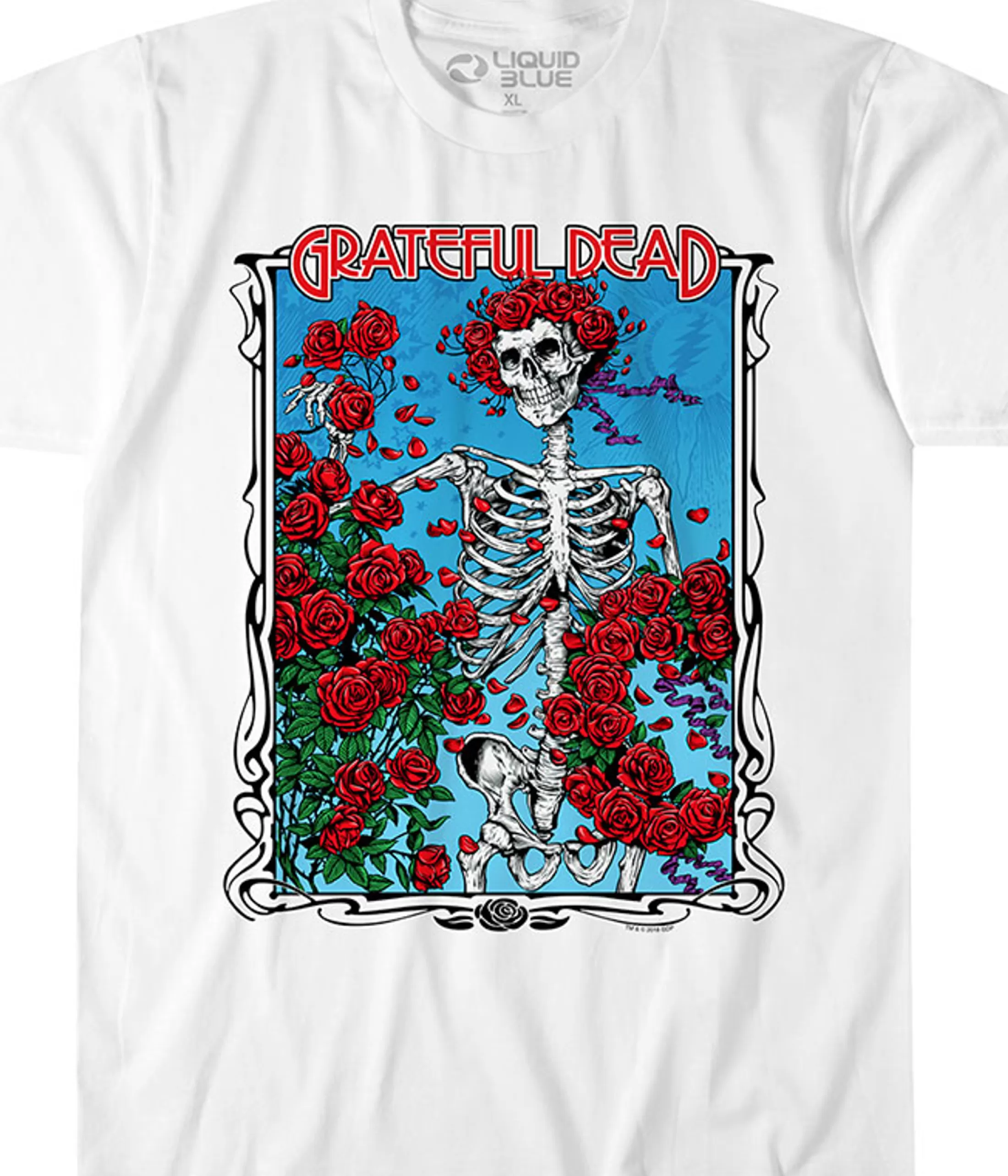 T-Shirt | Grateful Dead<Liquid Blue Bertha Wheel & Roses White Athletic T-Shirt