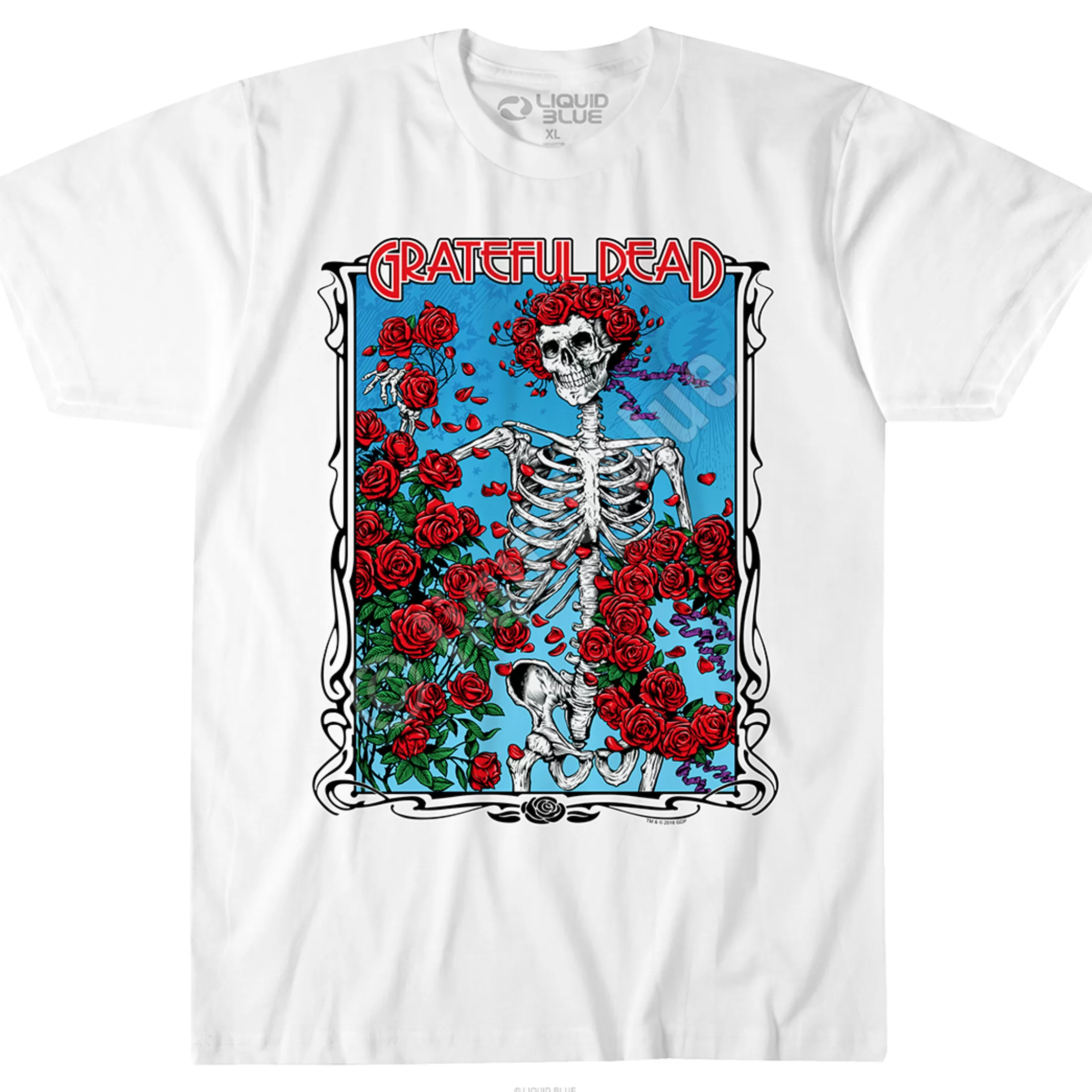 T-Shirt | Grateful Dead<Liquid Blue Bertha Wheel & Roses White Athletic T-Shirt