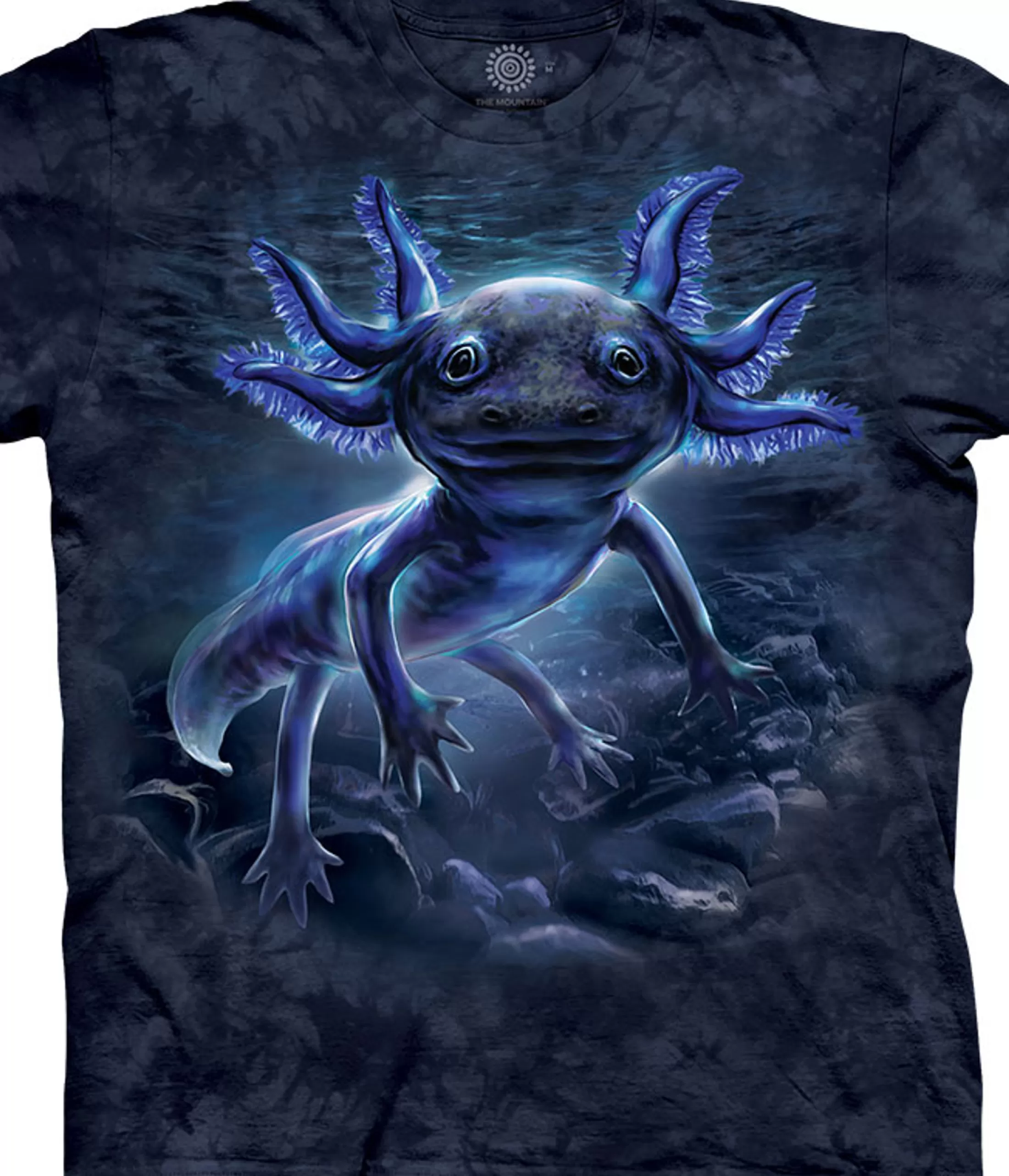 T-Shirt<Liquid Blue Black Axolotl Classic Cotton T-Shirt