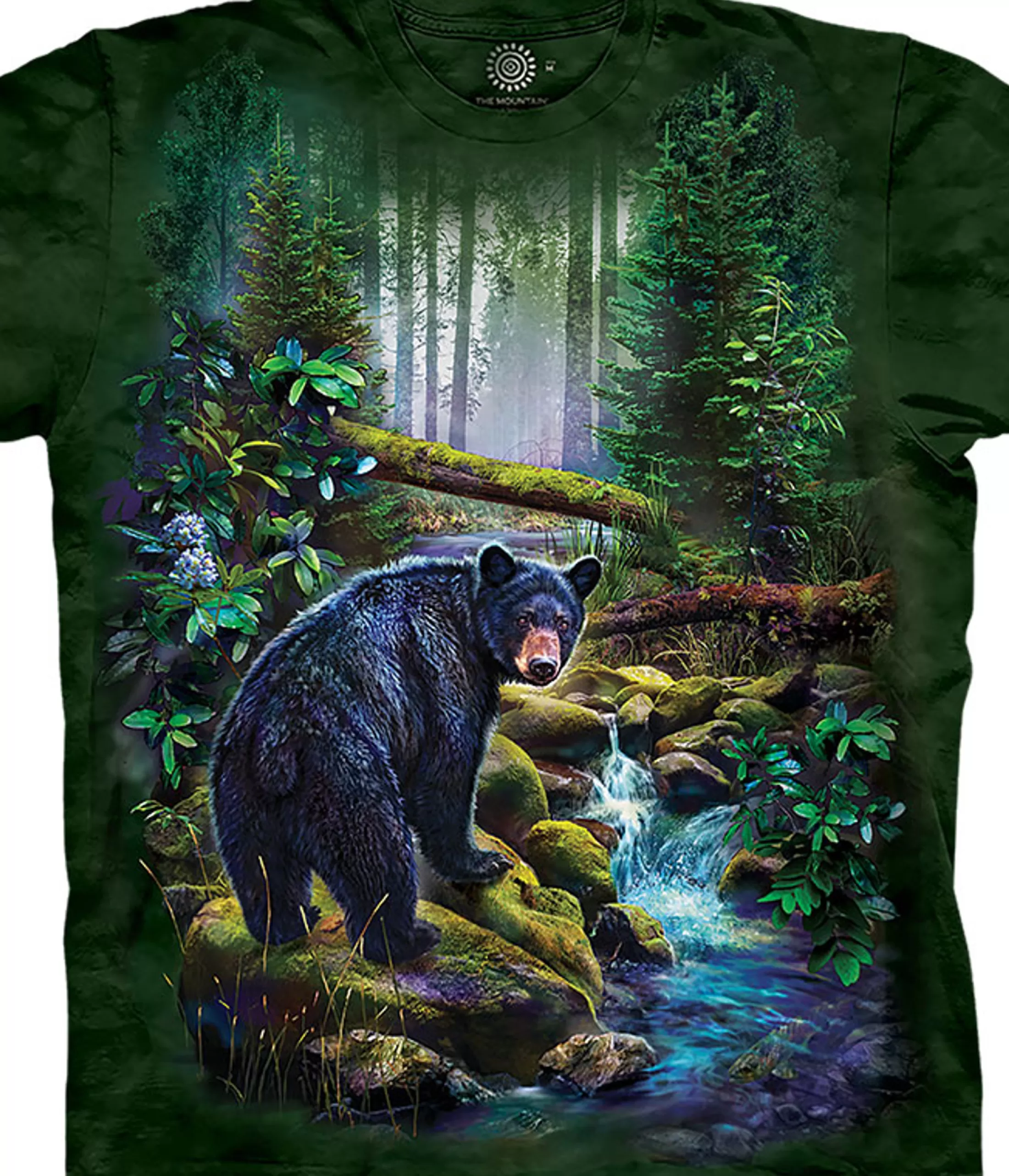 T-Shirt<Liquid Blue Black Bear Forest Classic Cotton T-Shirt