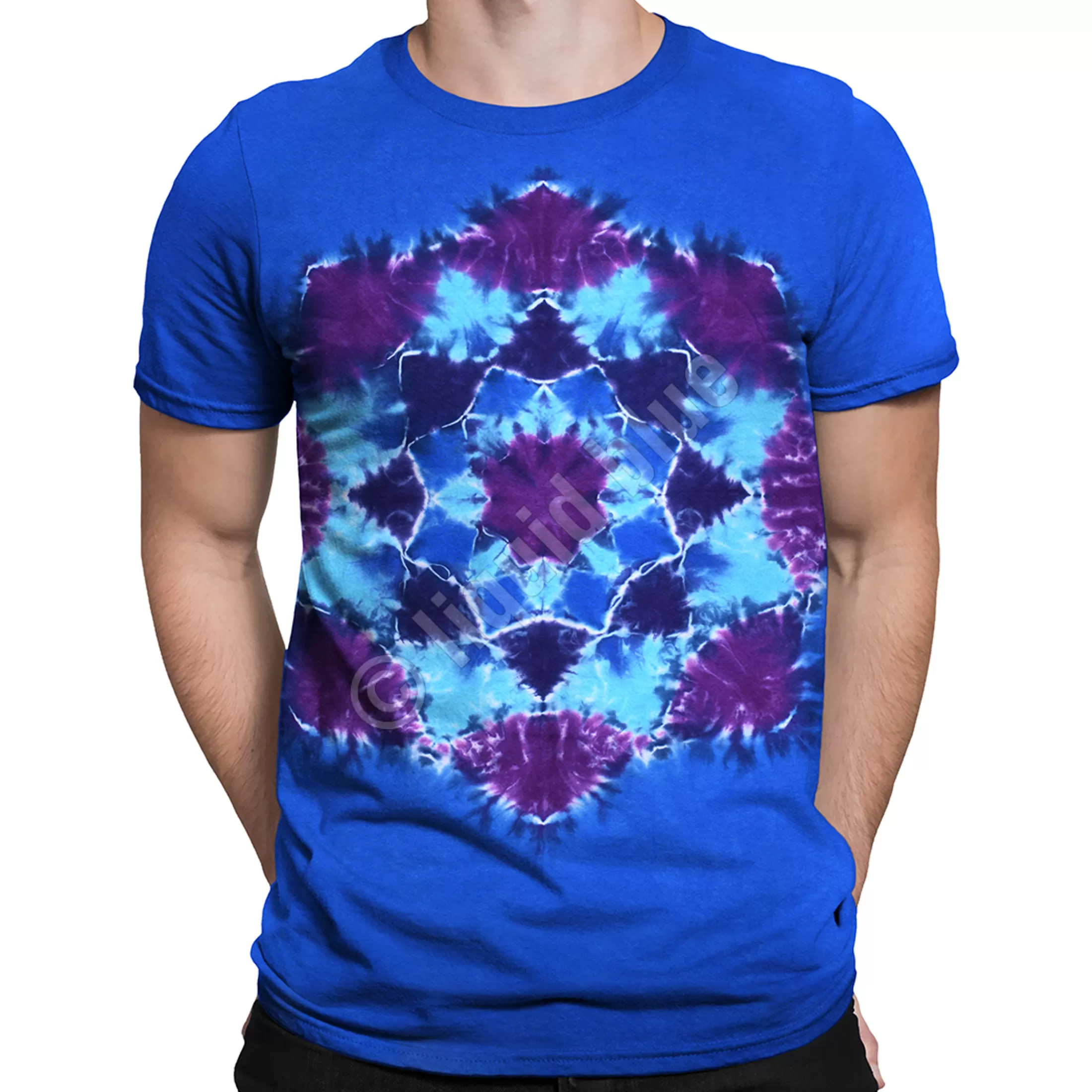 Unprinted Tie-Dyes | Unprinted Tie-Dye<Liquid Blue Blue Mandala Unprinted Tie-Dye T-Shirt