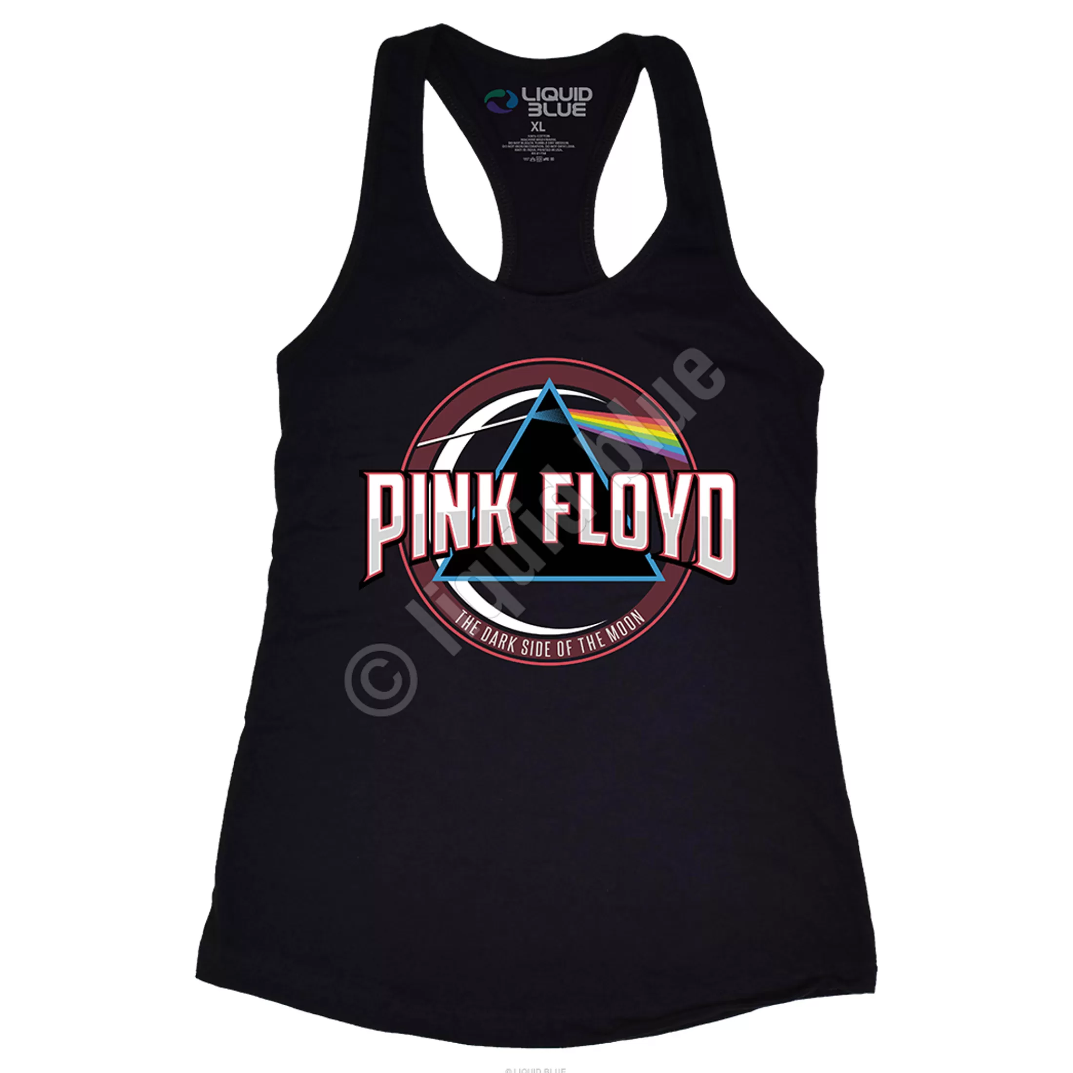 Womens Tank Top | Pink Floyd<Liquid Blue Blue Prism Womens Black Racerback Tank Top T-Shirt