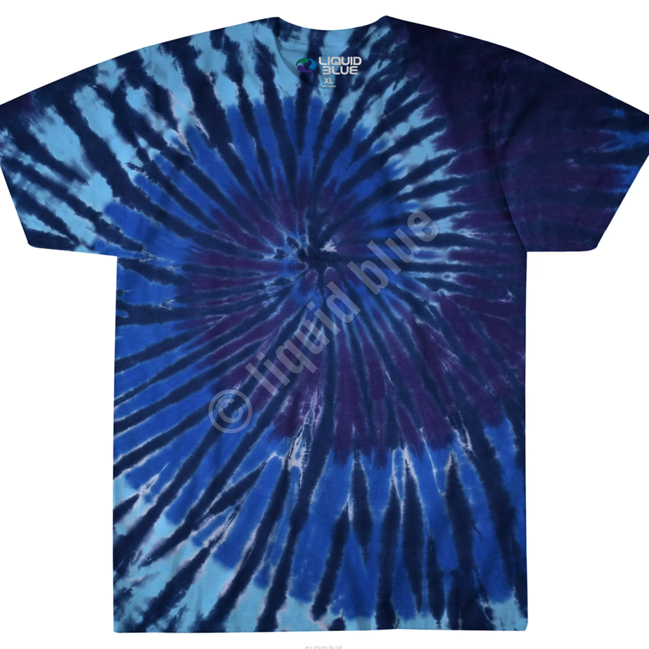 Unprinted Tie-Dyes | Unprinted Tie-Dye<Liquid Blue Blue Spiral Streak Unprinted Tie-Dye T-Shirt