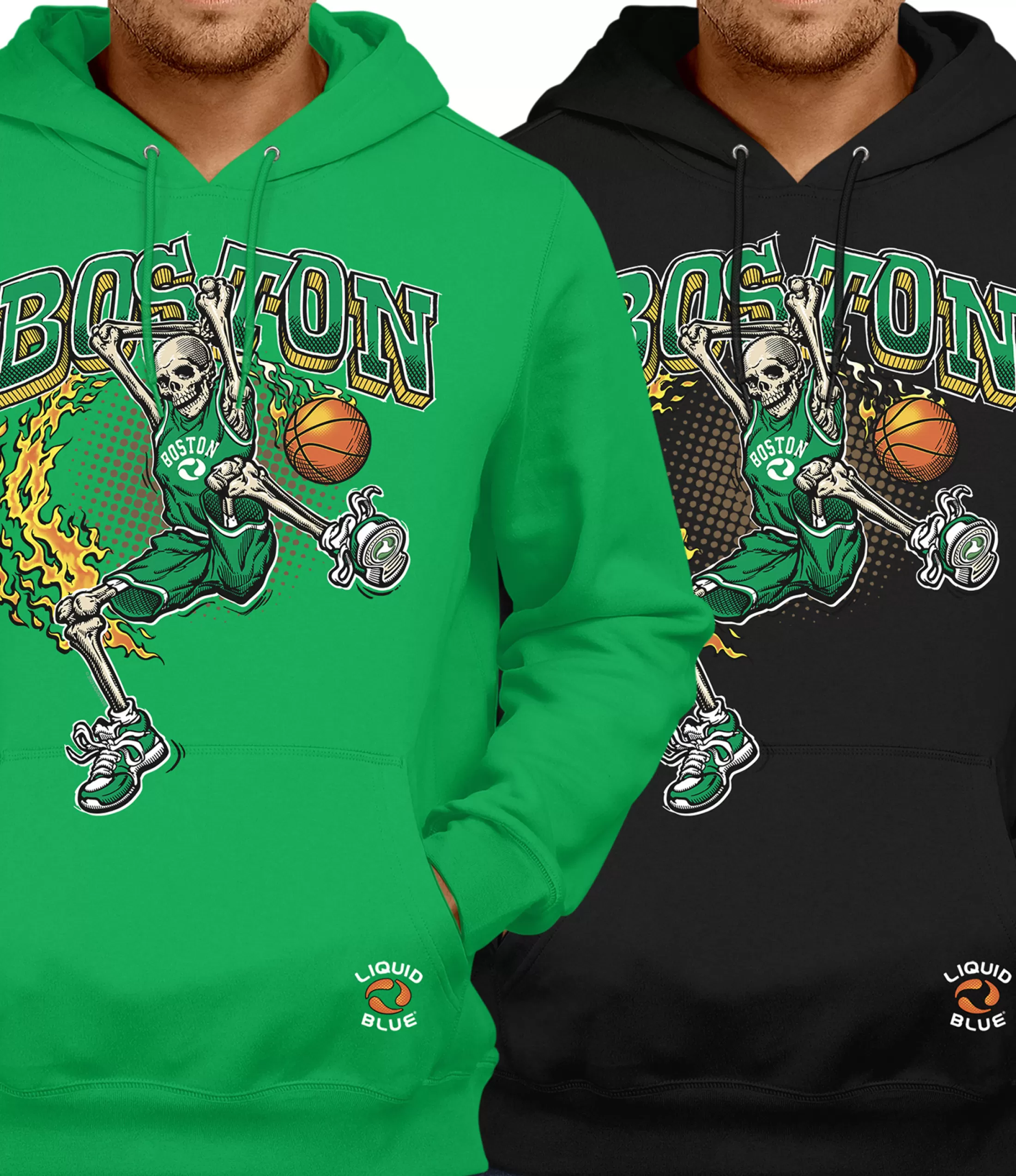 Hoodie | Basketball<Liquid Blue Boston Dunker Basketball Skeleton Hoodie