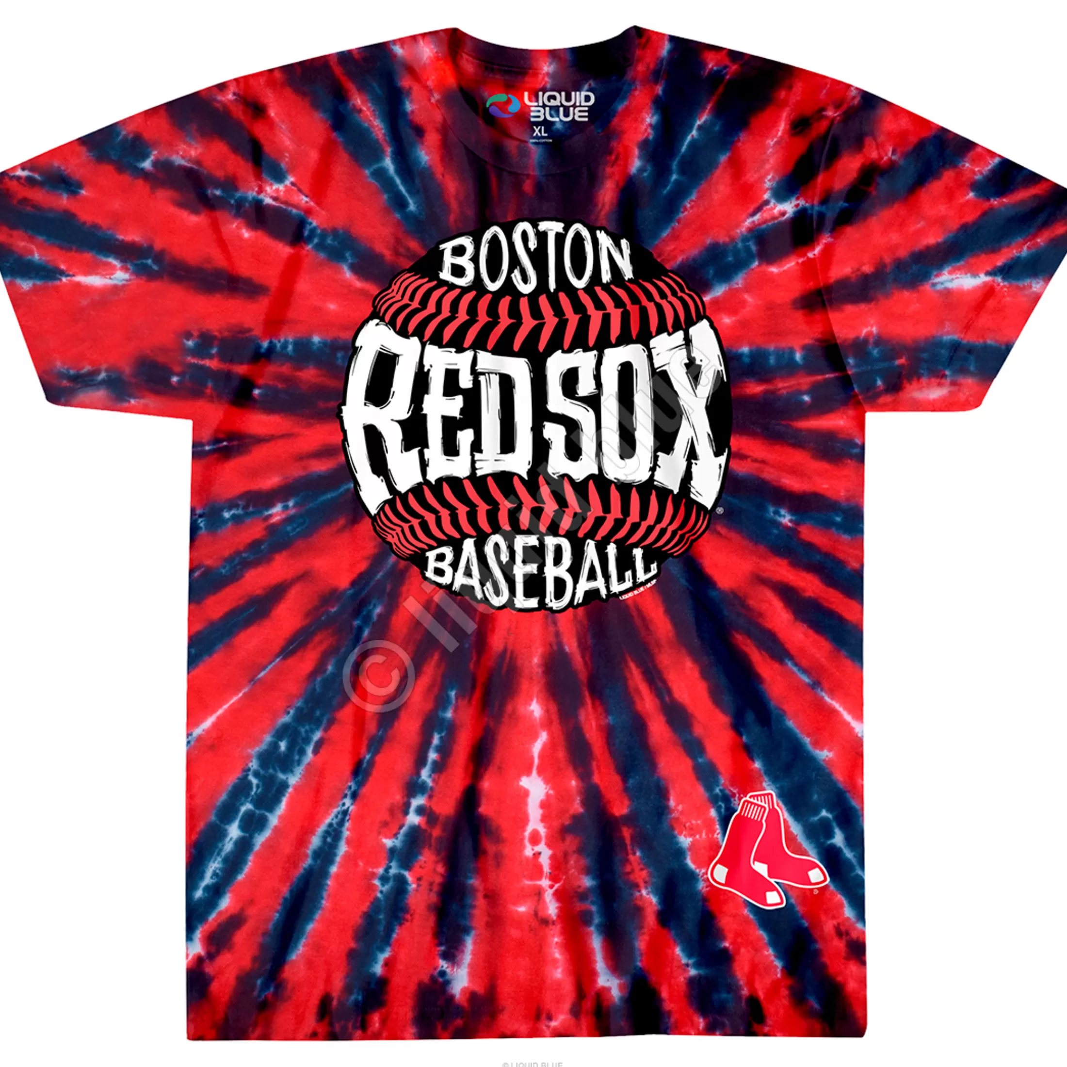 T-Shirt | Boston Red Sox<Liquid Blue Boston Red Sox Burst Tie-Dye T-Shirt