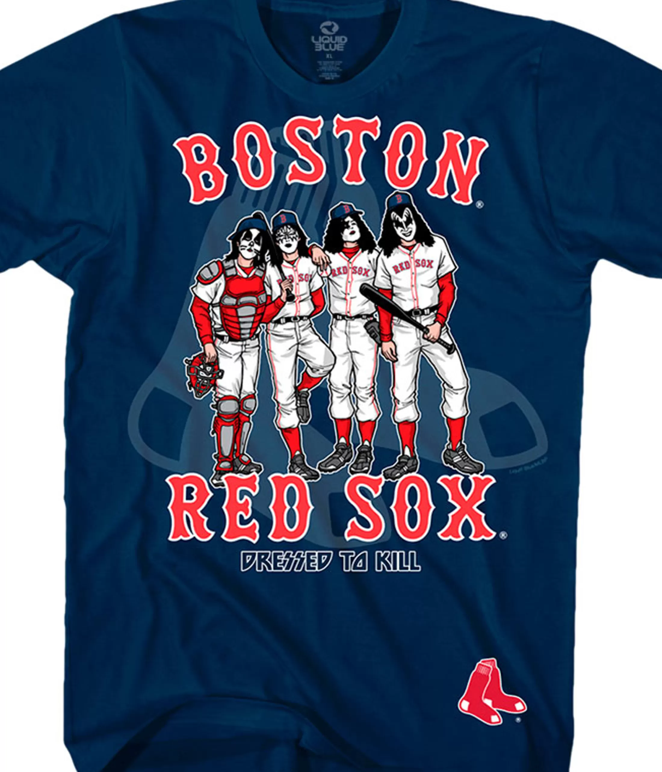 T-Shirt | Boston Red Sox<Liquid Blue Boston Red Sox Dressed to Kill Navy T-Shirt