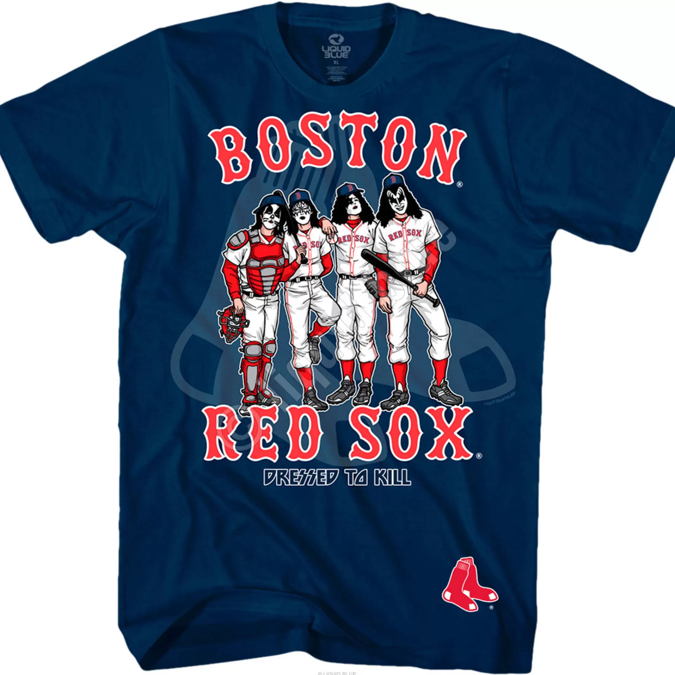 T-Shirt | Boston Red Sox<Liquid Blue Boston Red Sox Dressed to Kill Navy T-Shirt