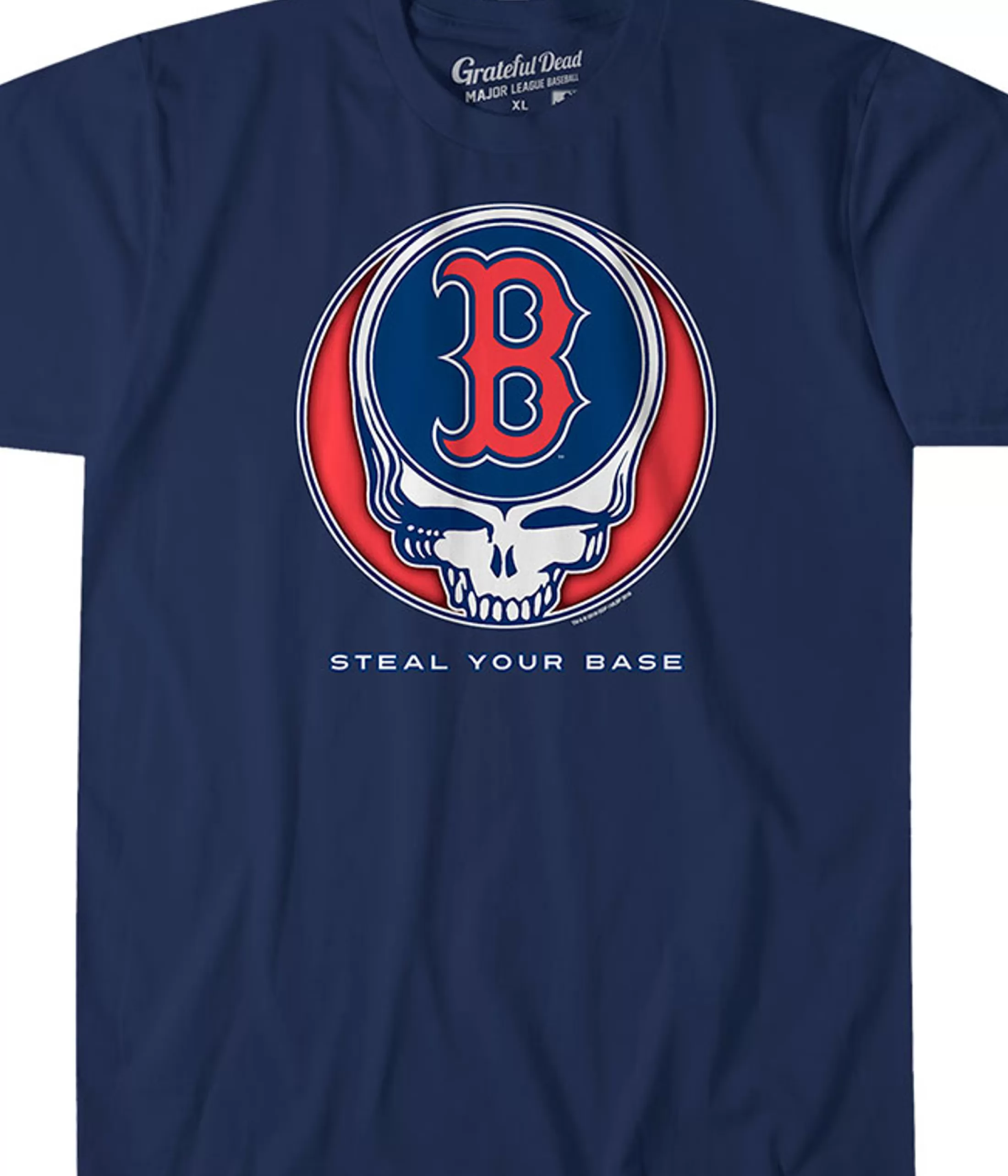 Athletic T-Shirt | Boston Red Sox<Liquid Blue Boston Red Sox Steal Your Base Navy Athletic T-Shirt