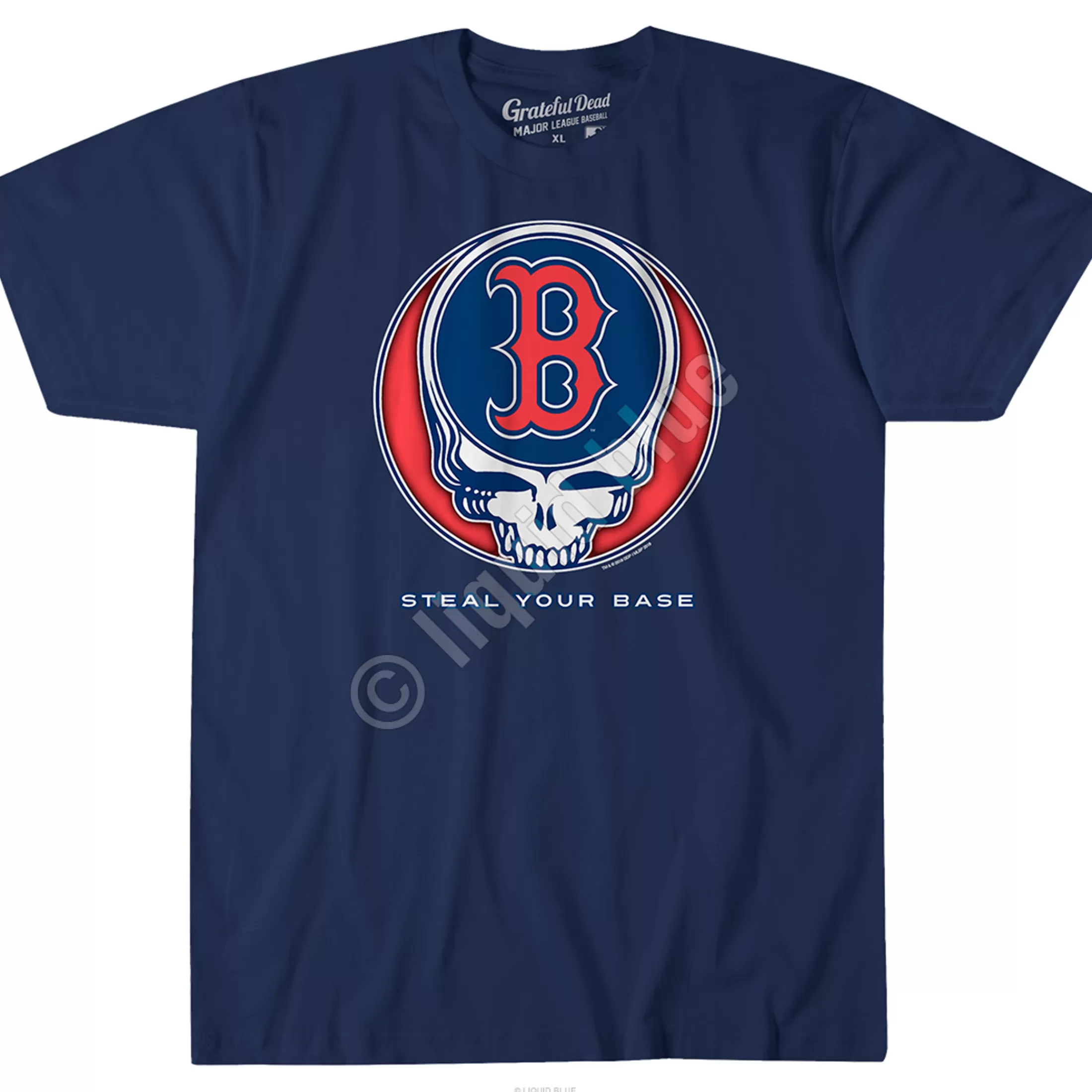 Athletic T-Shirt | Boston Red Sox<Liquid Blue Boston Red Sox Steal Your Base Navy Athletic T-Shirt