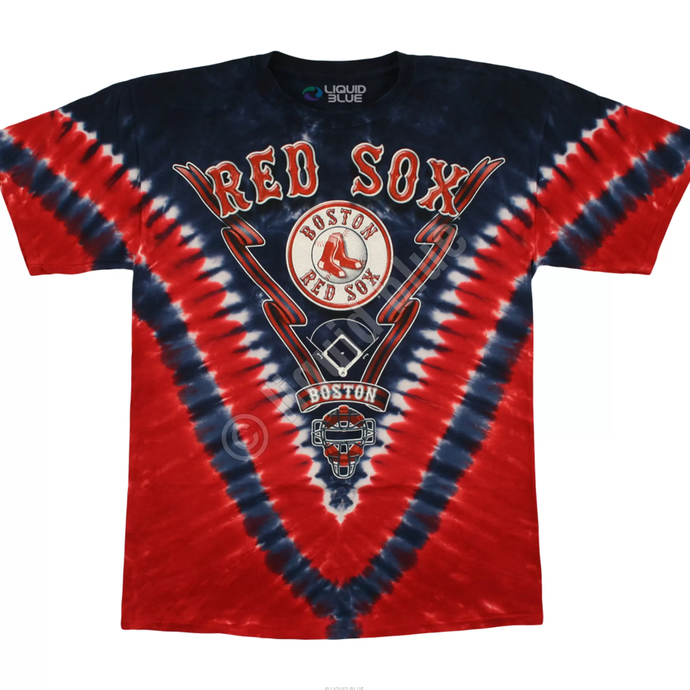 T-Shirt | Boston Red Sox<Liquid Blue Boston Red Sox V Tie-Dye T-Shirt