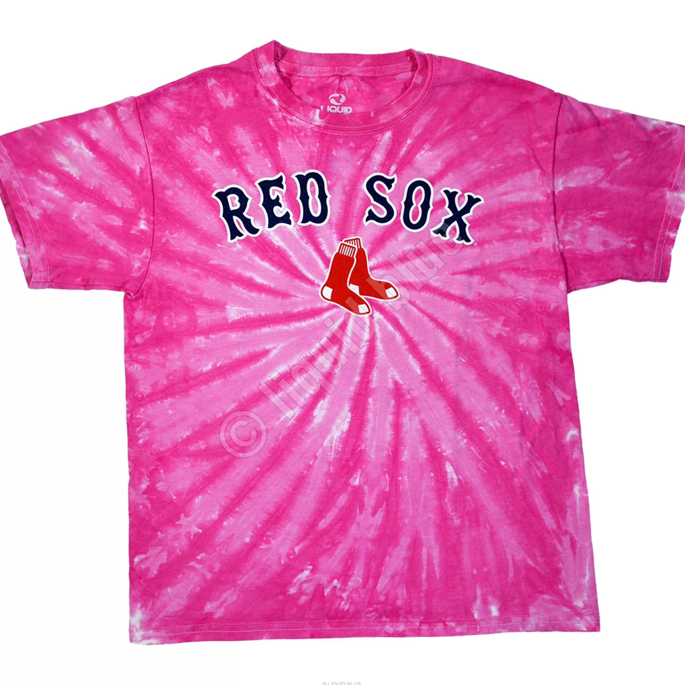 Youth | Boston Red Sox<Liquid Blue Boston Red Sox Youth Pink Spiral Tie-Dye T-Shirt