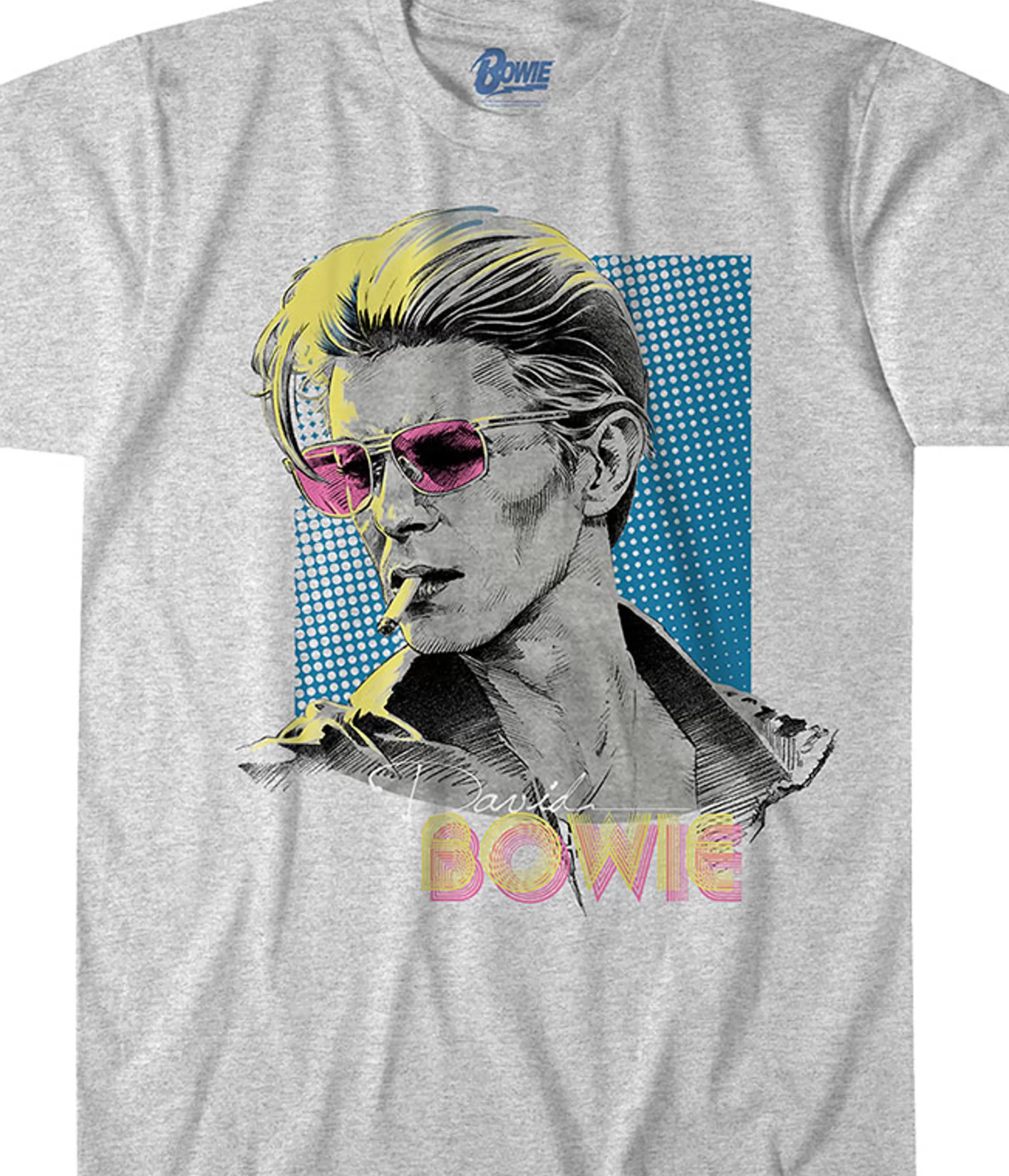 Poly-Cotton T-Shirt | David Bowie<Liquid Blue Bowie Sketch Heather Grey Poly-Cotton T-Shirt