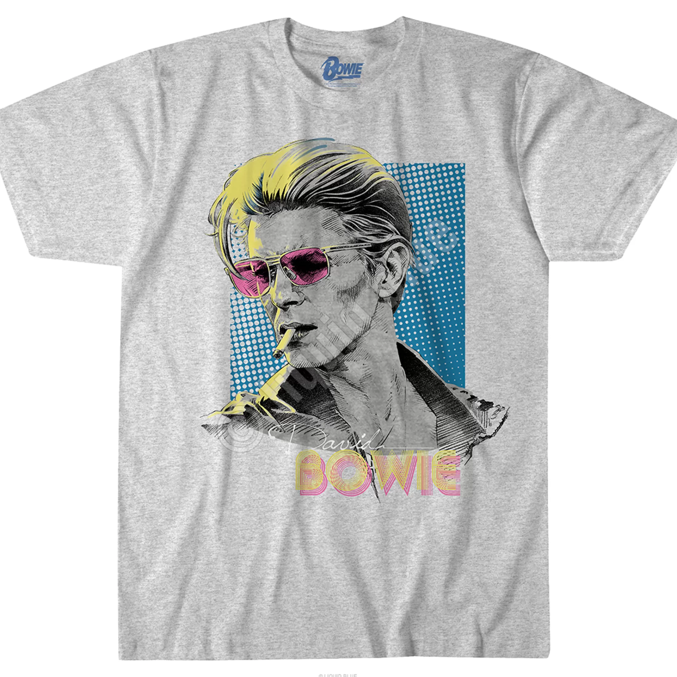 Poly-Cotton T-Shirt | David Bowie<Liquid Blue Bowie Sketch Heather Grey Poly-Cotton T-Shirt